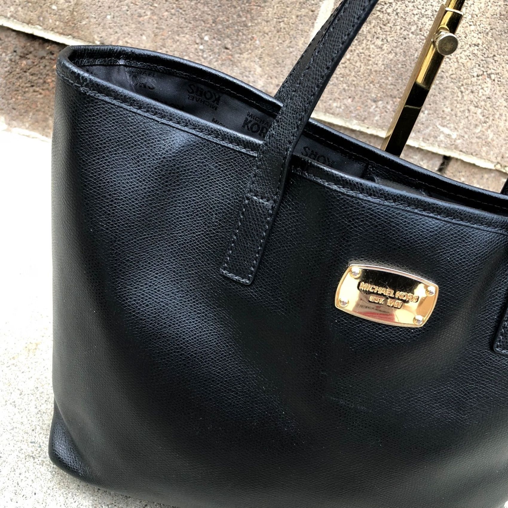 Michael Kors Michael Kors Jet Set Saffiano Tote Bag Purse Women's Black Shoulder Hand Bag Tote - 15" W x 10" H x 4" D - Leather - Jet Set Travel - Designer Size ONE SIZE - 3 Thumbnail