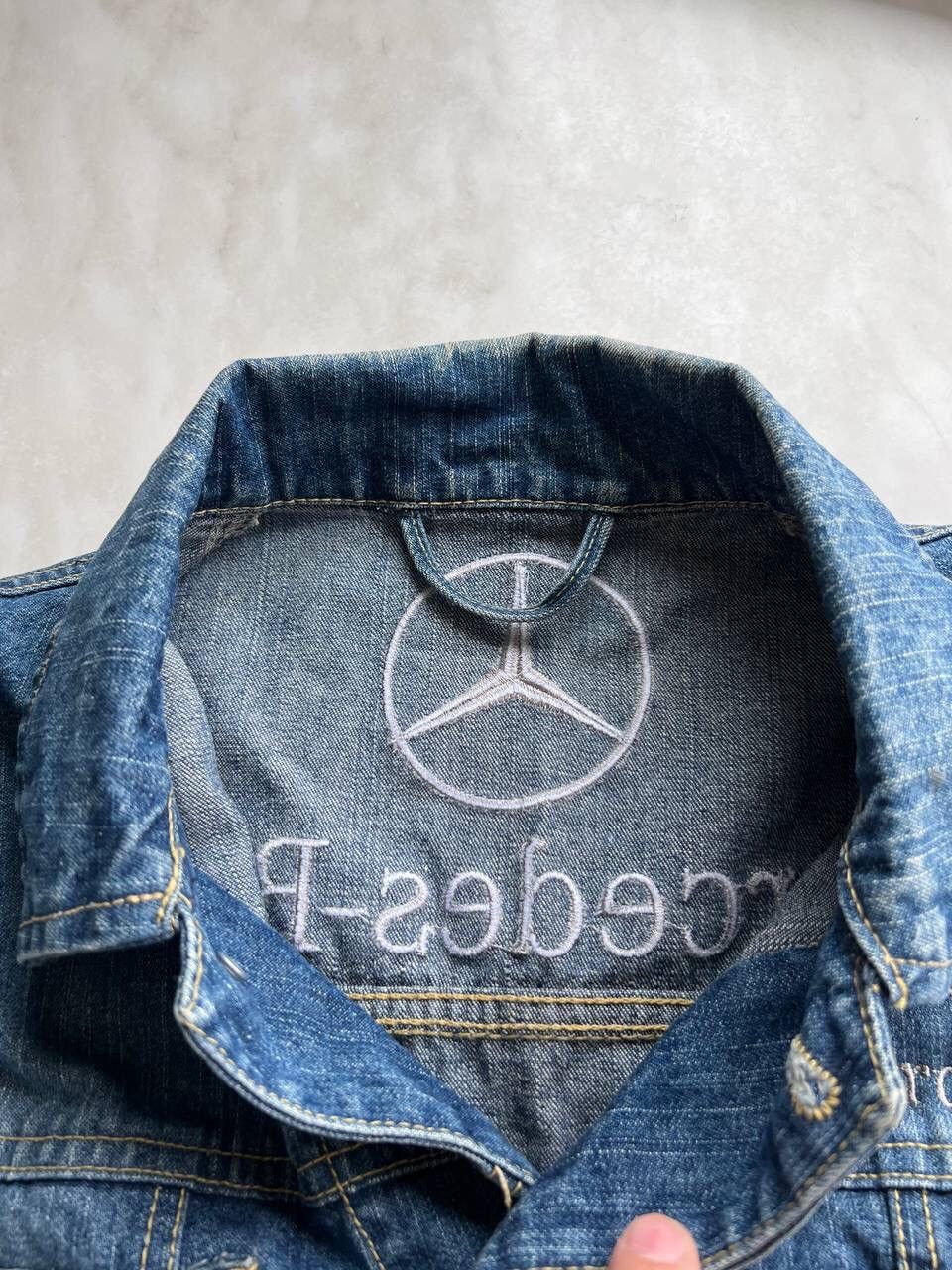 Mercedes-Benz × Vintage Vintage 90s Mercedes Benz Blue Denim Jacket Logo Y2K Racing Size US M / EU 48-50 / 2 - 13 Thumbnail