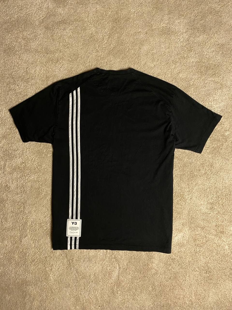 Y-3 Yohji Yamamoto x Y-3 3 Stripes Rubber Logo Black Tee T Shirt | Grailed