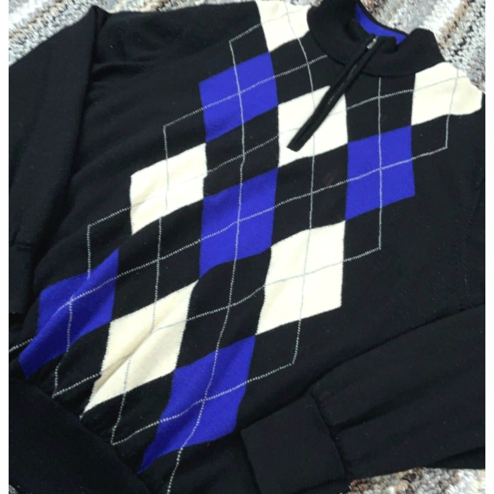 Footjoy FootJoy Sweater Men Large Black Pullover Wool Knit Quarter Zip Lined Golf Adult Size US L / EU 52-54 / 3 - 2 Thumbnail