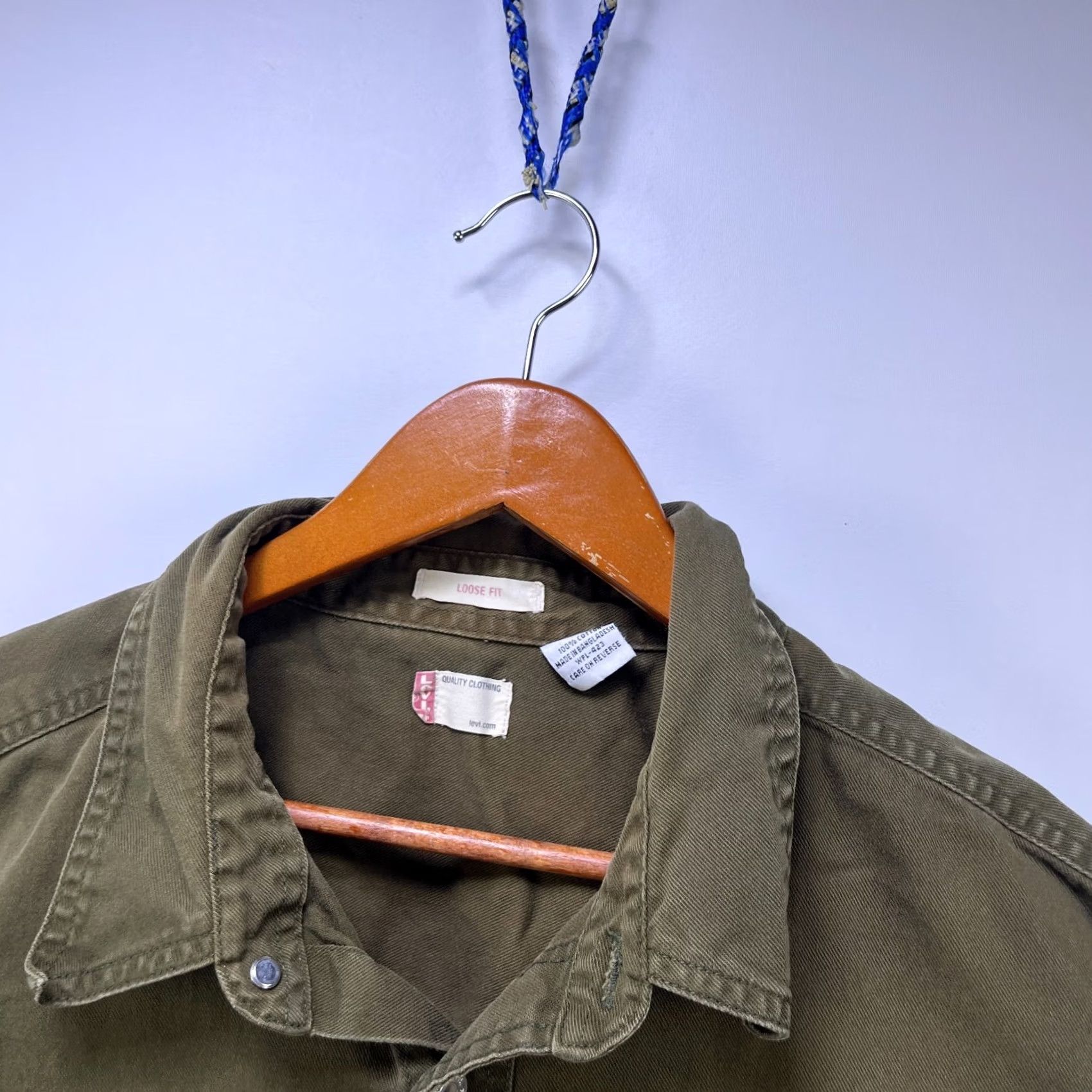 Levi's VINTAGE Levi's Button-Up Shirt XL Green 90s USA Western Long Sleeve Casual Mens Regular Cotton Pockets Size US XL / EU 56 / 4 - 4 Thumbnail