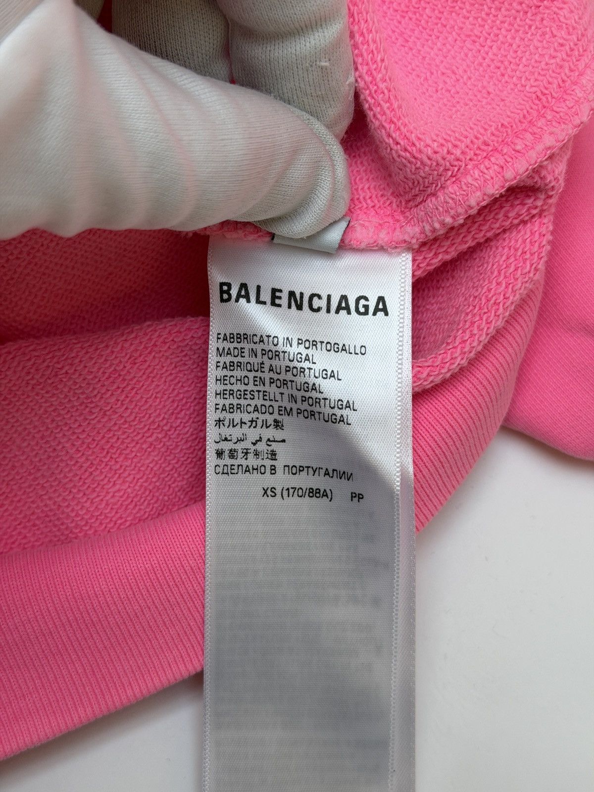 Balenciaga Balenciaga Paris Fluo Pink Worn Out Effect Zip Up Hoodie Size US XS / EU 42 / 0 - 9 Thumbnail