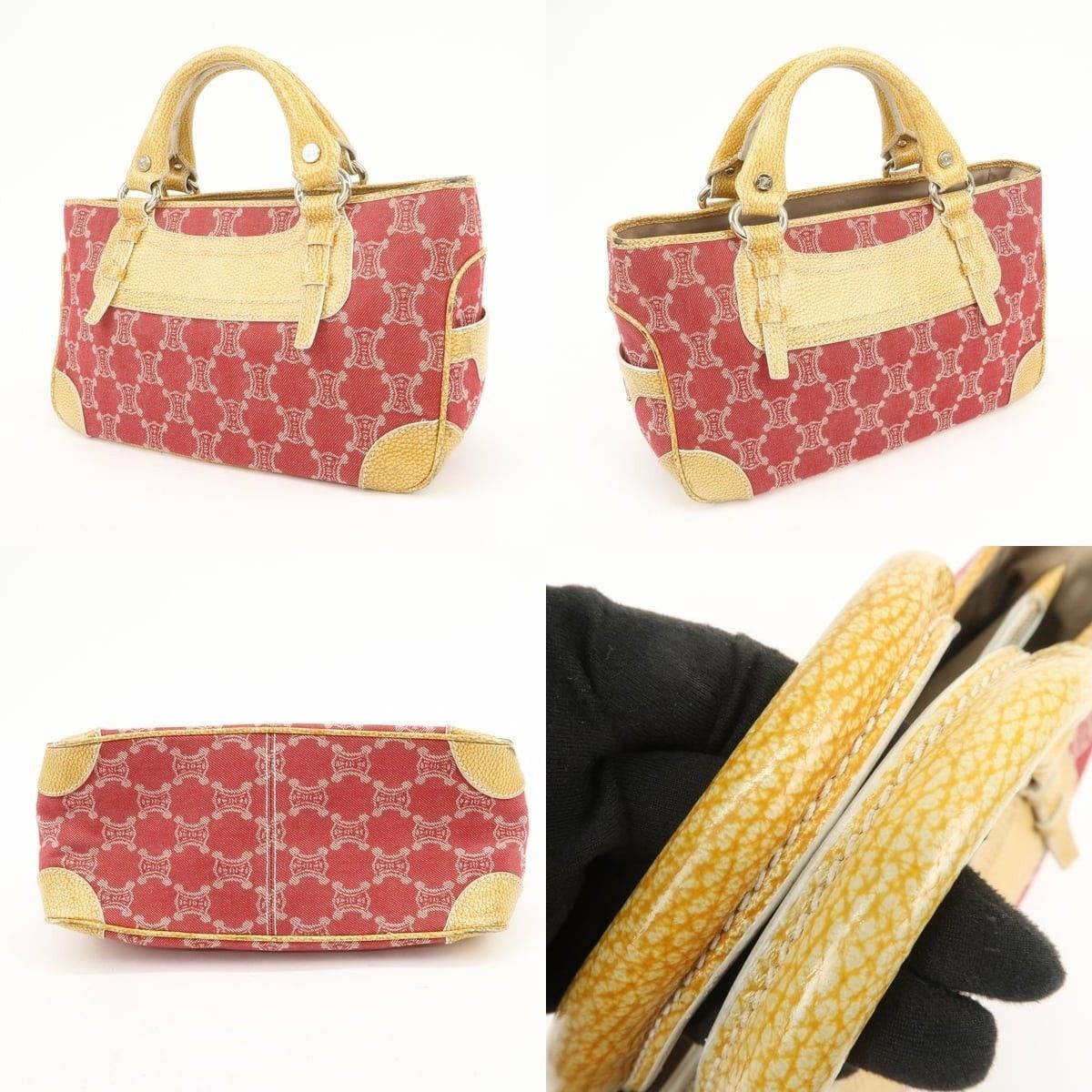 Celine Celine Macadam Boogie Canvas & Leather Satchel Red Size ONE SIZE - 3 Thumbnail