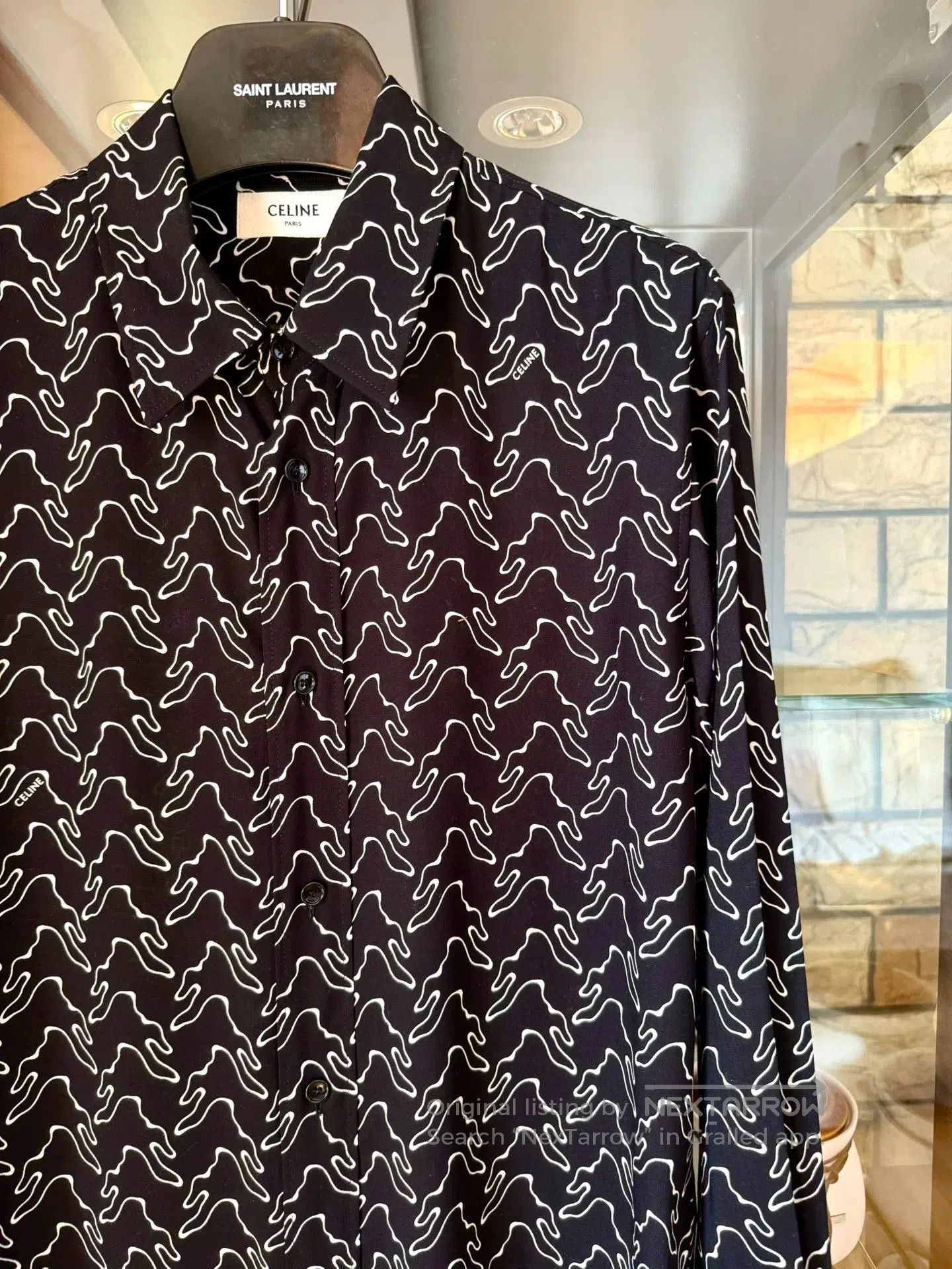 Celine celine black and white silk shirt. Size M / US 6-8 / IT 42-44 - 2 Thumbnail