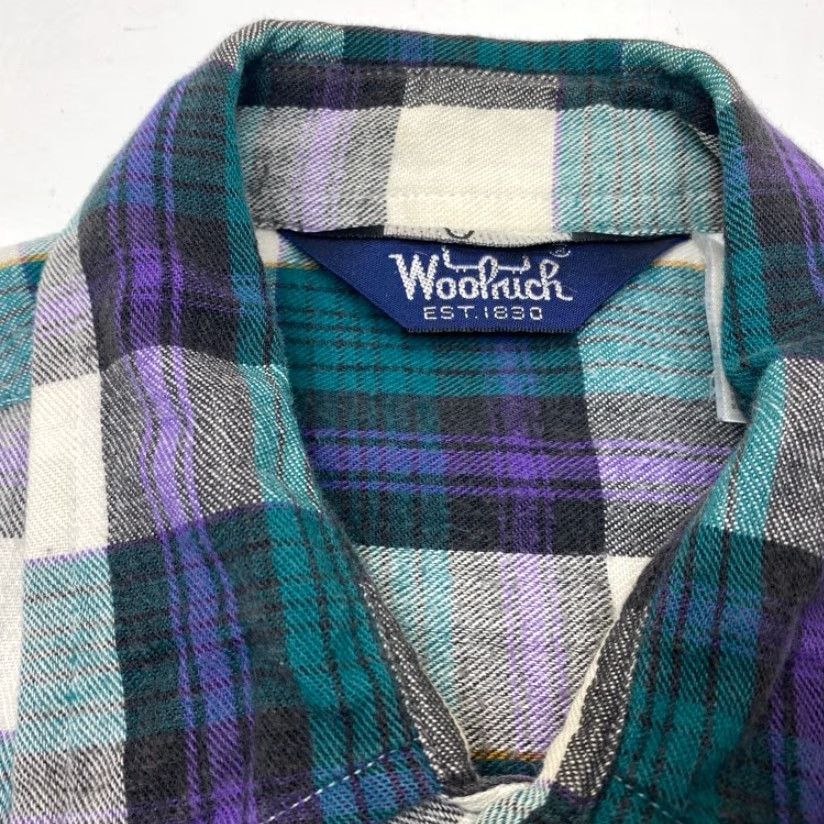 Vintage VINTAGE Woolrich Flannel Mens Large Green Purple Tartan Plaid Button Up 7973 Size US L / EU 52-54 / 3 - 6 Thumbnail