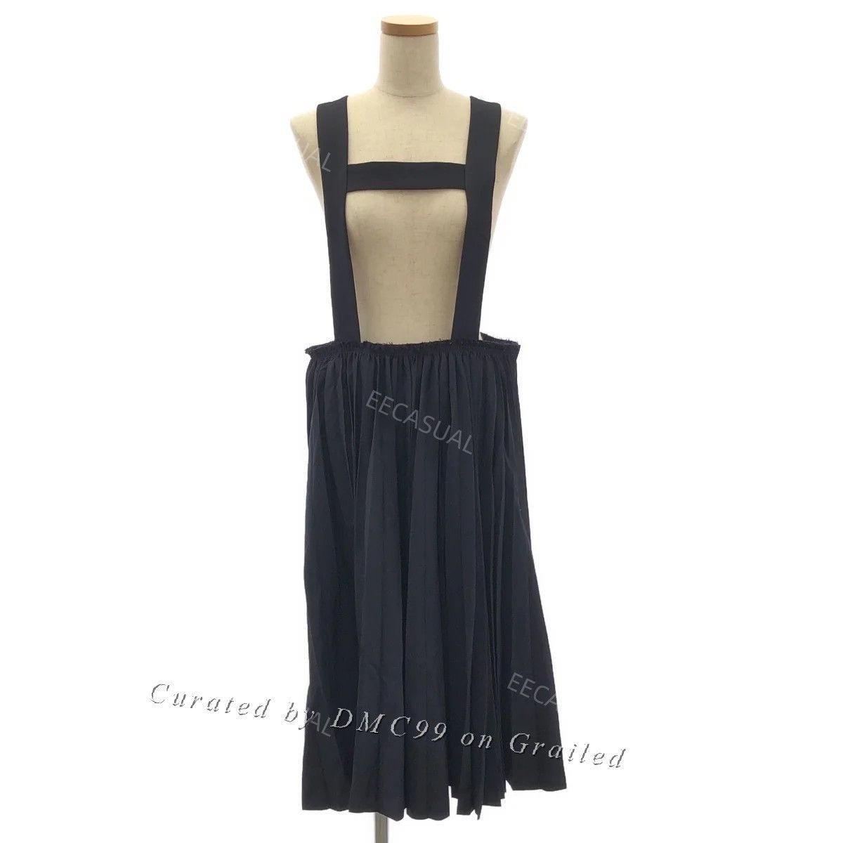 Comme Des Garcons Navy Wool Pinafore Dress in Blue, Women's