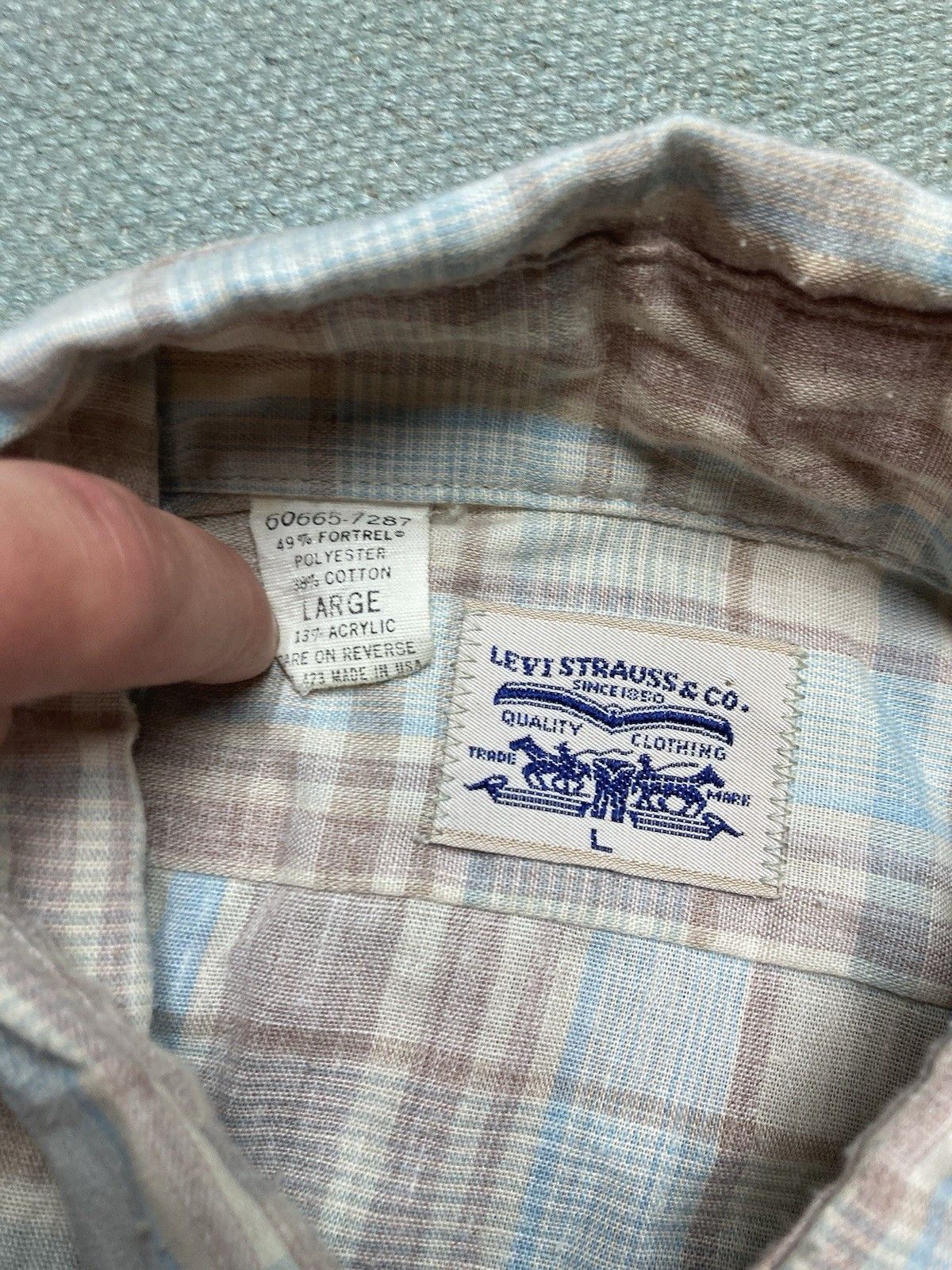 Levi's × Vintage Vintage 70s button shirt Levis white tab plaid lightweight L Size US L / EU 52-54 / 3 - 5 Thumbnail