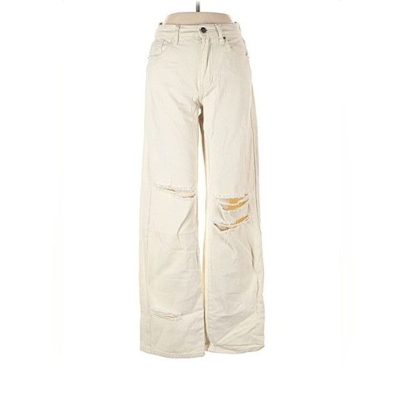 Other Dogma Wide Leg Distressed Jeans Women 25 Cream Streetwear Size 25" / US 0 / IT 36 - 1 Thumbnail