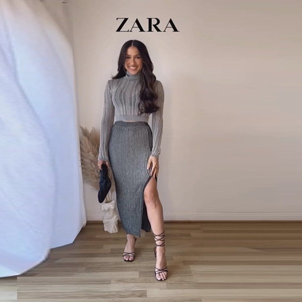 Zara NWT New Zara Long Knit Ribbed Skirt 8779/003 Size L Size 36" / US 14 / IT 50 - 1 Thumbnail