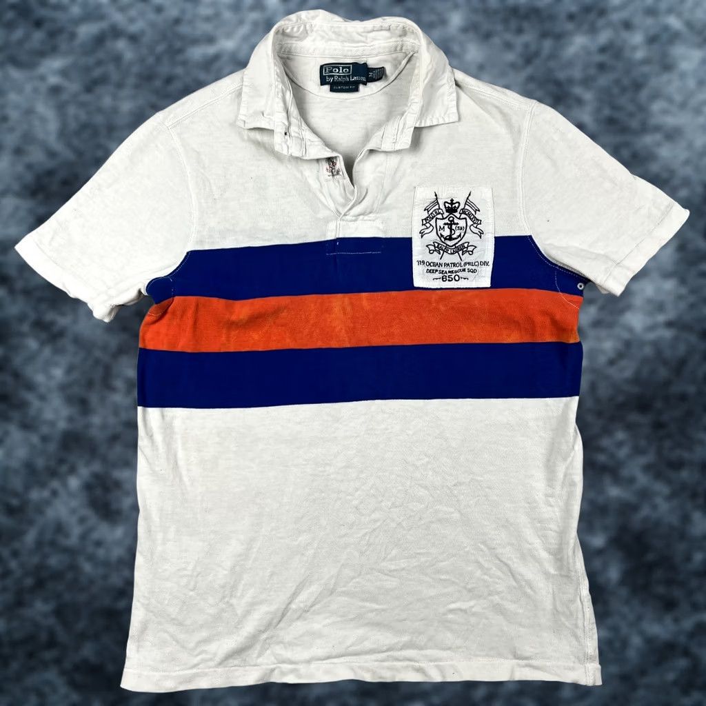 Polo Ralph Lauren Polo Ralph Lauren Shirt Mens M Rugby Ocean Patrol Striped PRLC Crest Size US M / EU 48-50 / 2 - 1 Thumbnail