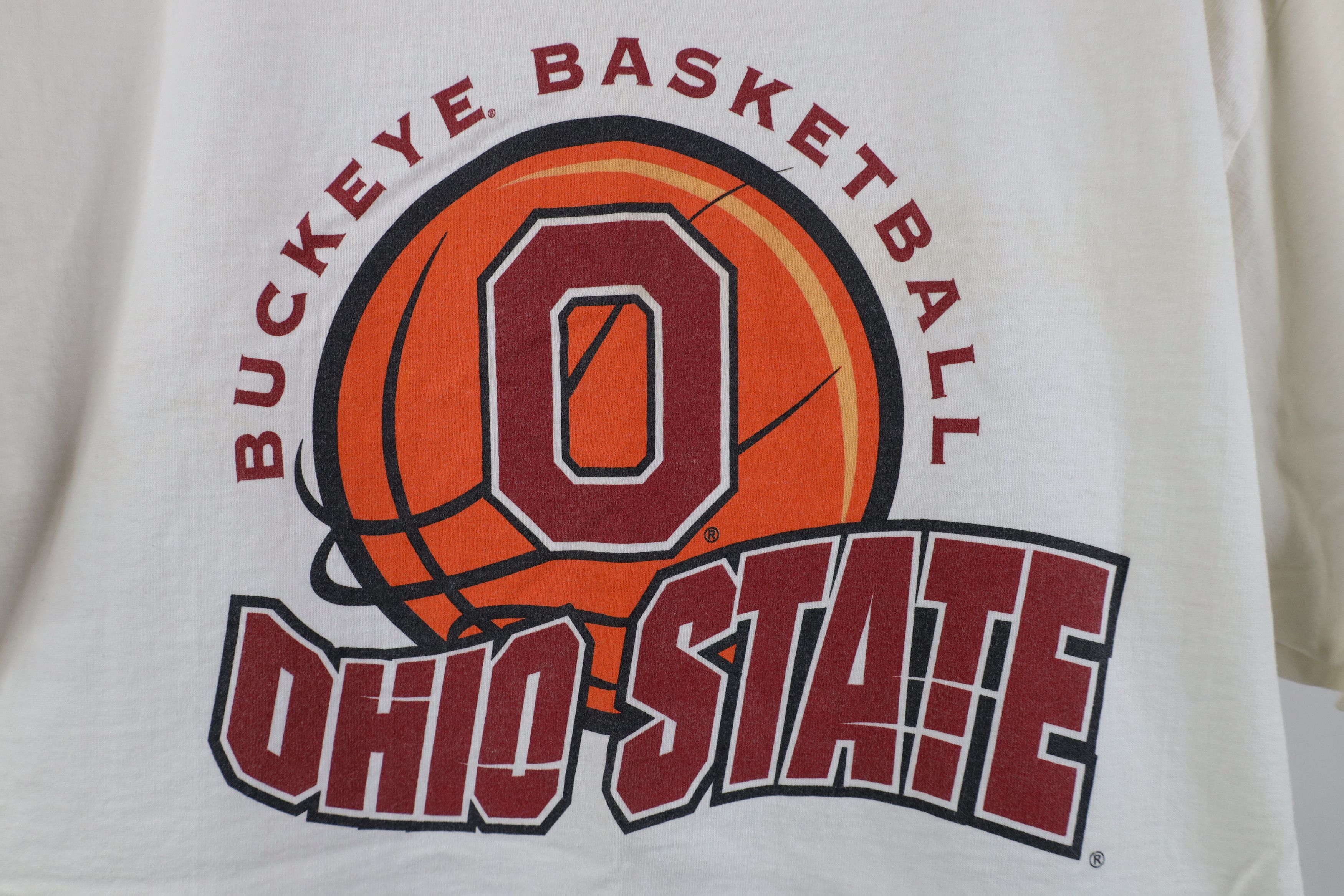 Vintage Vintage 90s Ohio State University Basketball T-Shirt Cream Size US XL / EU 56 / 4 - 4 Thumbnail