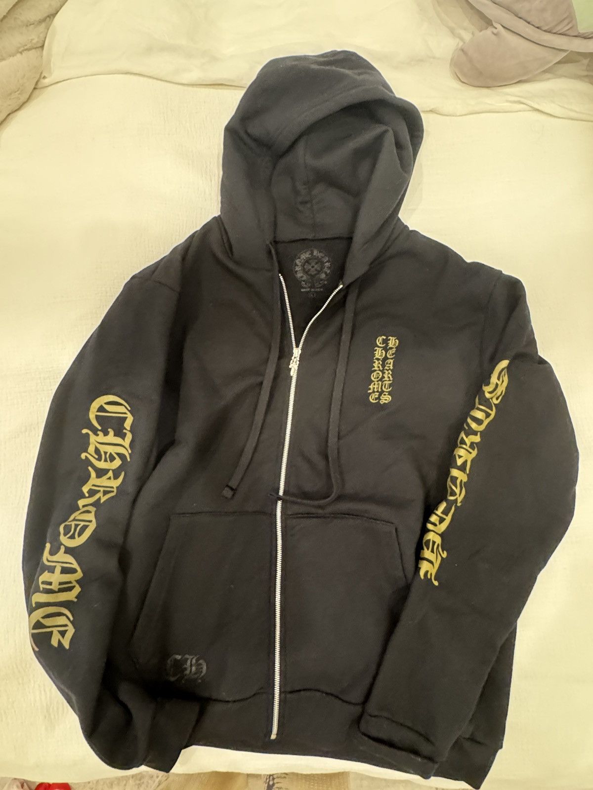 Chrome Hearts Chrome Hearts Black Zip Up Hoodie With Army Green Logo Size US L / EU 52-54 / 3 - 1 Thumbnail