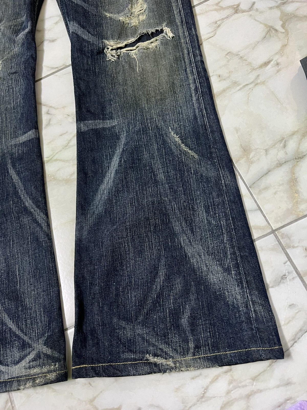Edwin 💥Flare💥Vintage Edwin 503 Blue Trip Distress Jean Size US 36 / EU 52 - 4 Thumbnail