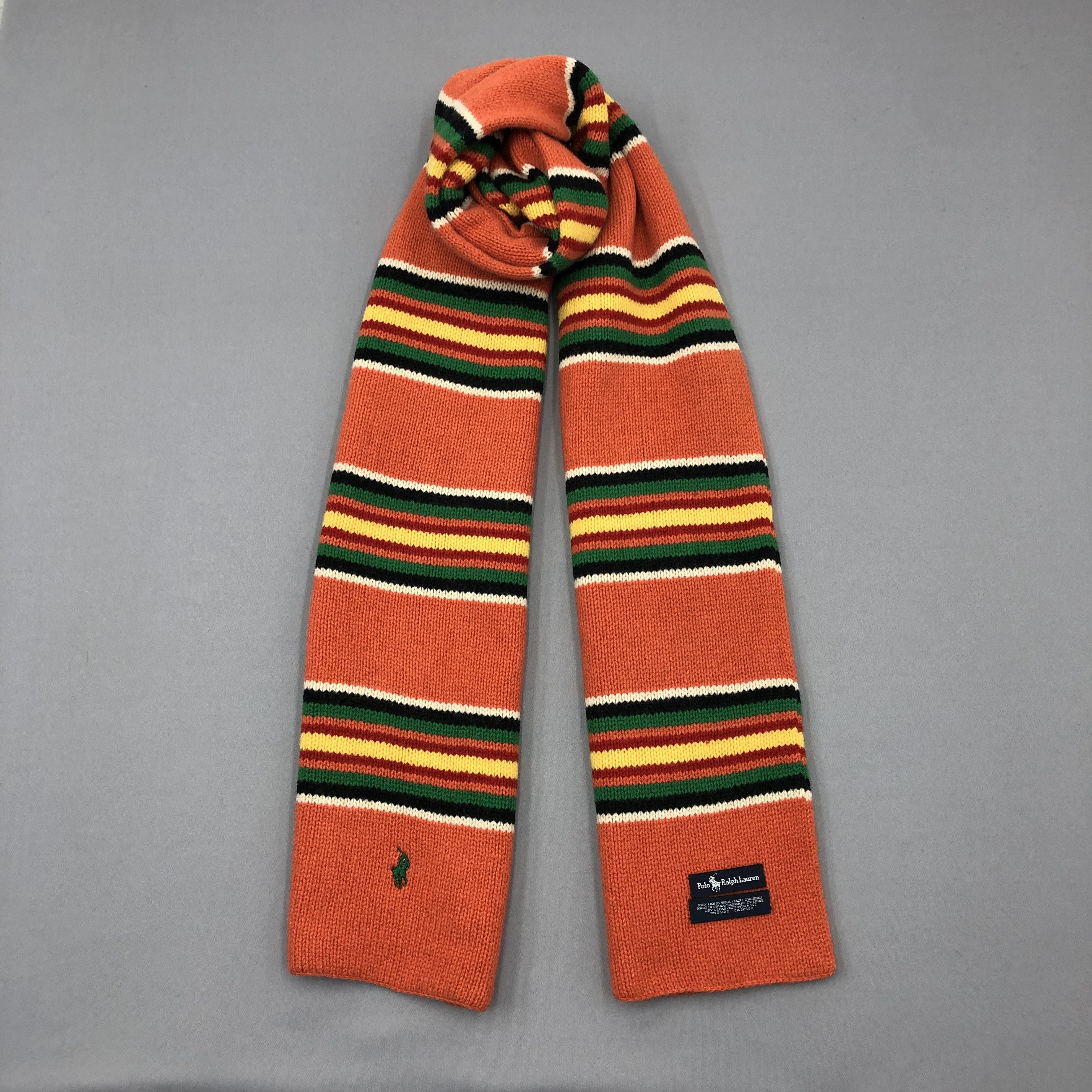 Polo Ralph Lauren Vintage Jun Men Scarf Muffler Wool Cashmere Scarves Size ONE SIZE - 1 Thumbnail