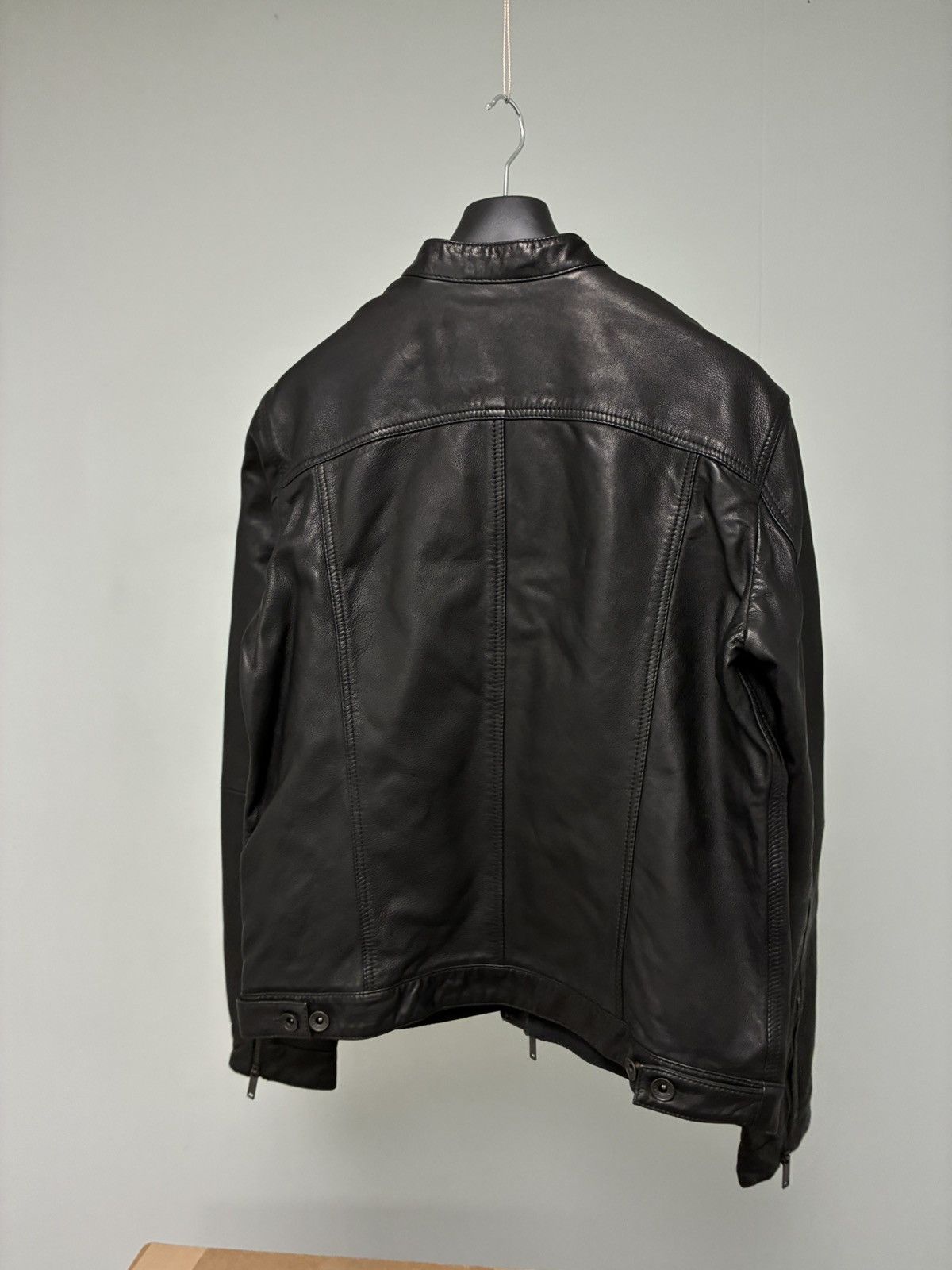 Brando band collar leather jacket. Small