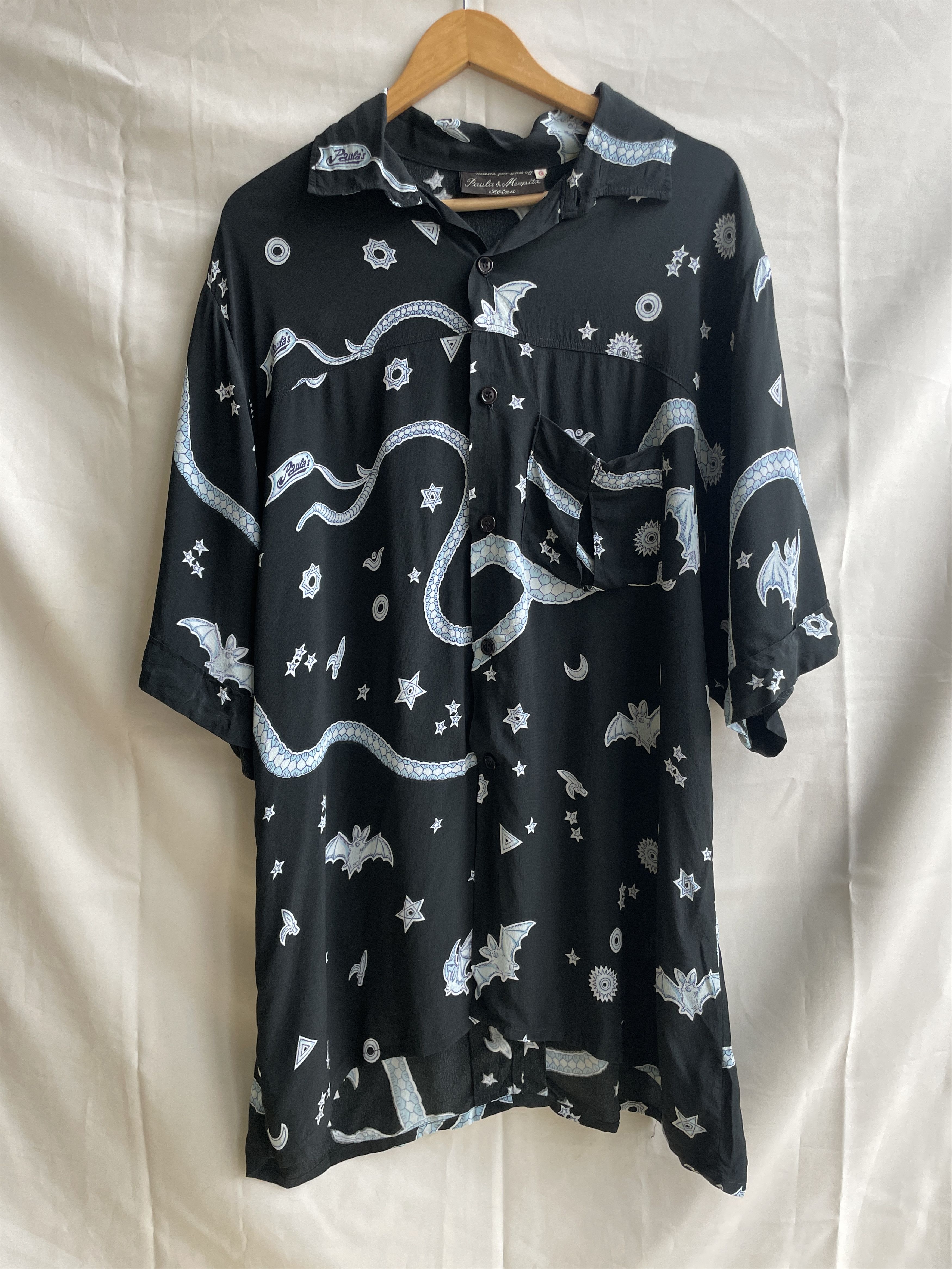 Vintage Paula & Mopitz Ibiza Loewe VTG 70s Silk Relaxed Tunic Blouse Size L / US 10 / IT 46 - 1 Thumbnail