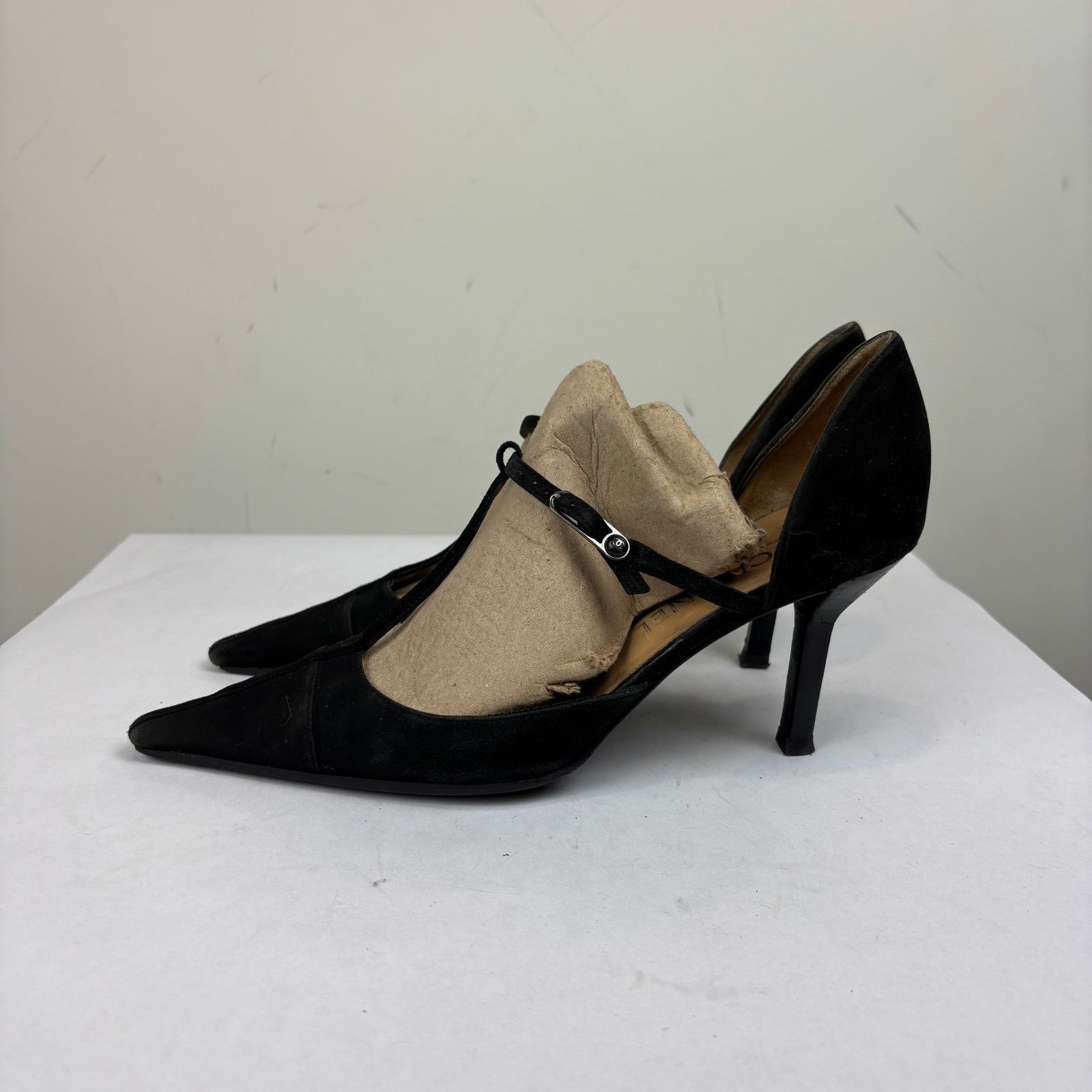 Chanel × Vintage VTG Chanel Suede Strappy Pointed Toe Kitten Heels Women's 39 Size US 9 / IT 39 - 5 Thumbnail