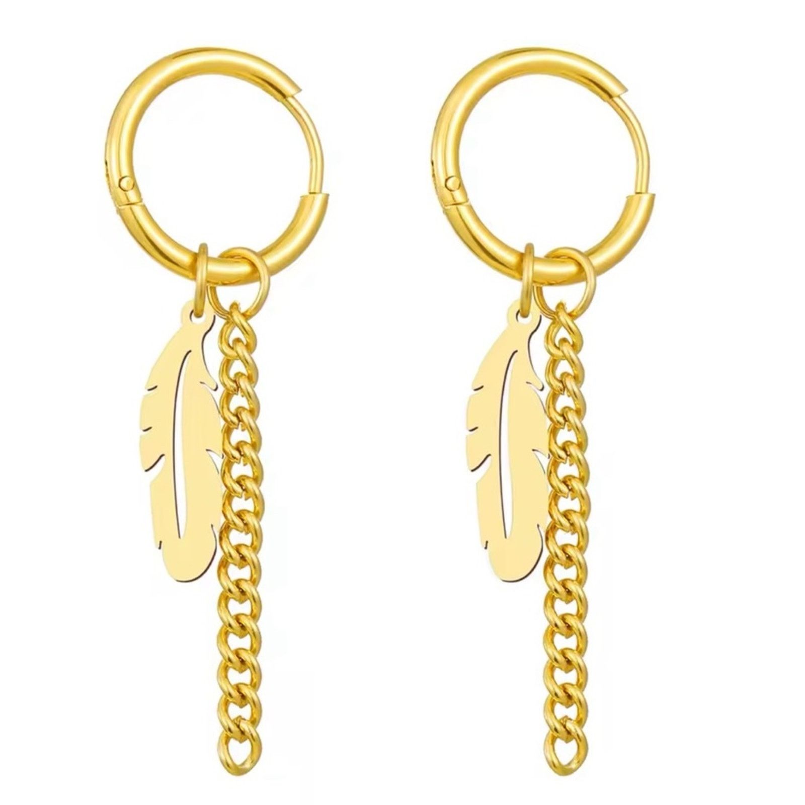 Other Gold Feather Chain Hip Hop Pendants for Women Size ONE SIZE - 2 Thumbnail