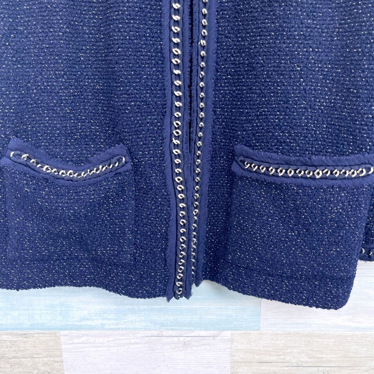 Other St John Couture Tweed Chain Evening Jacket Blue Metallic 10 Size L / US 10 / IT 46 - 3 Thumbnail