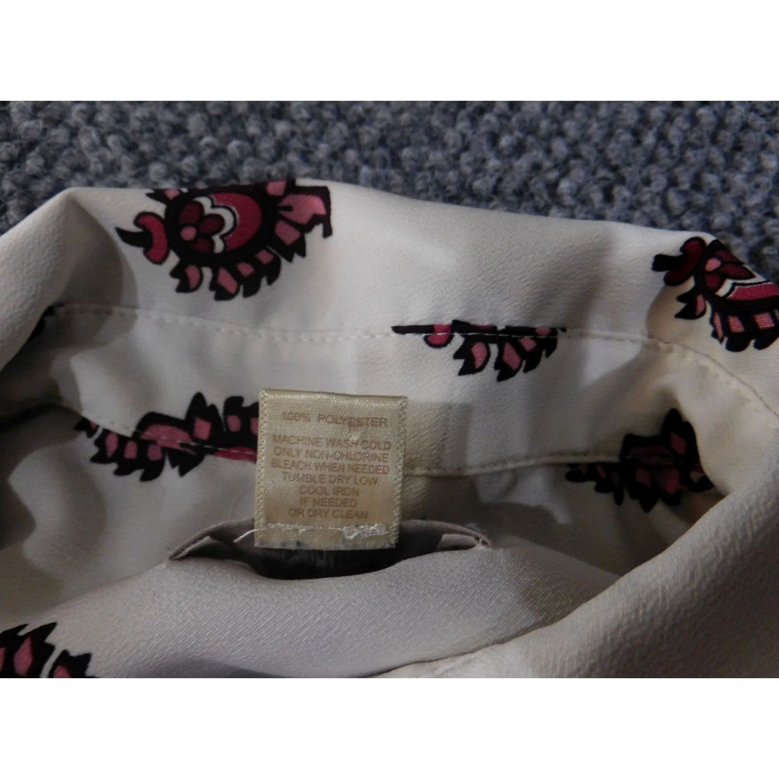 Loft VINTAGE LOFT Outlet Shirt Womens Small White Pink Pattern Long Sleeve Button Blouse Casual Work Top Size S / US 4 / IT 40 - 6 Thumbnail
