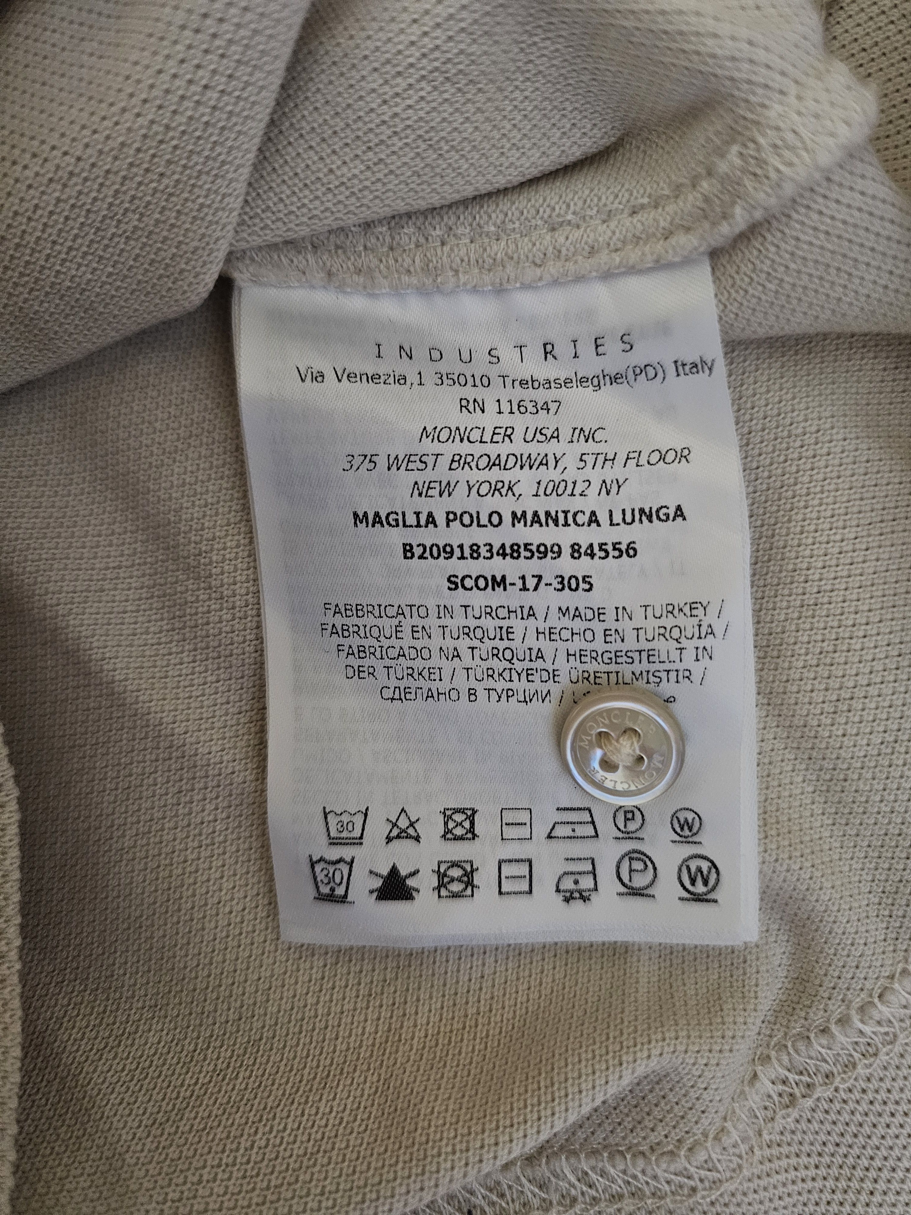 Moncler Moncler Men's Beige Long Sleeve Polo Shirt Size L Like M Size US L / EU 52-54 / 3 - 6 Thumbnail