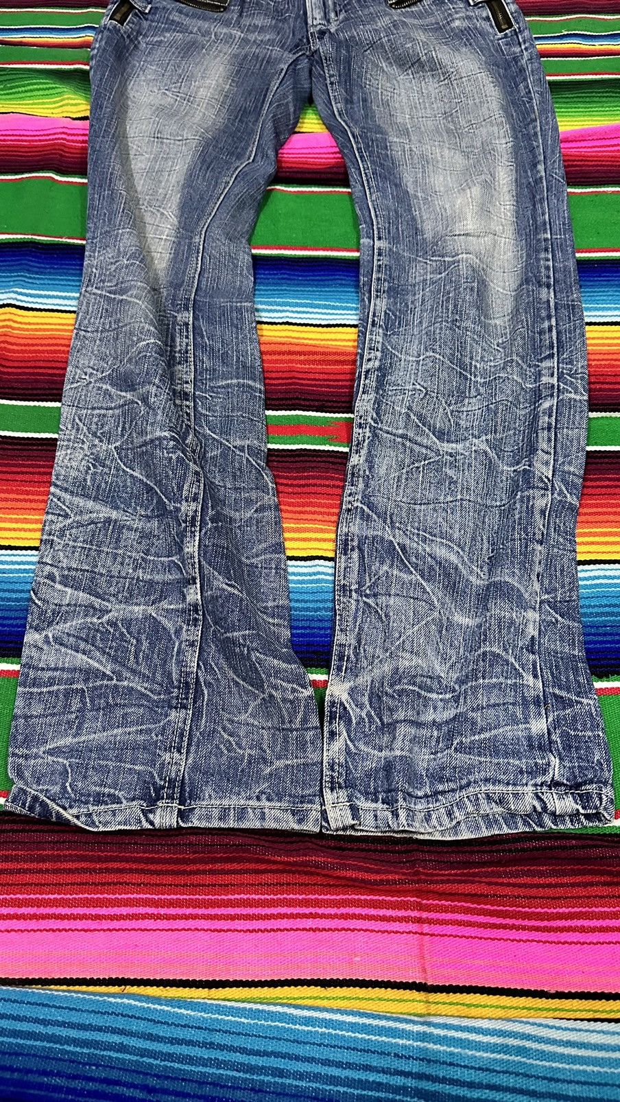 Japanese Brand 💥 Double Waist💥 skuLl Denim Blow By Blue Crazy Mudwash💥 Size US 30 / EU 46 - 4 Thumbnail