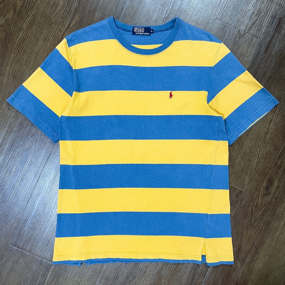 Vintage Polo Ralph Lauren Heavyweight Baby Blue Striped Tee