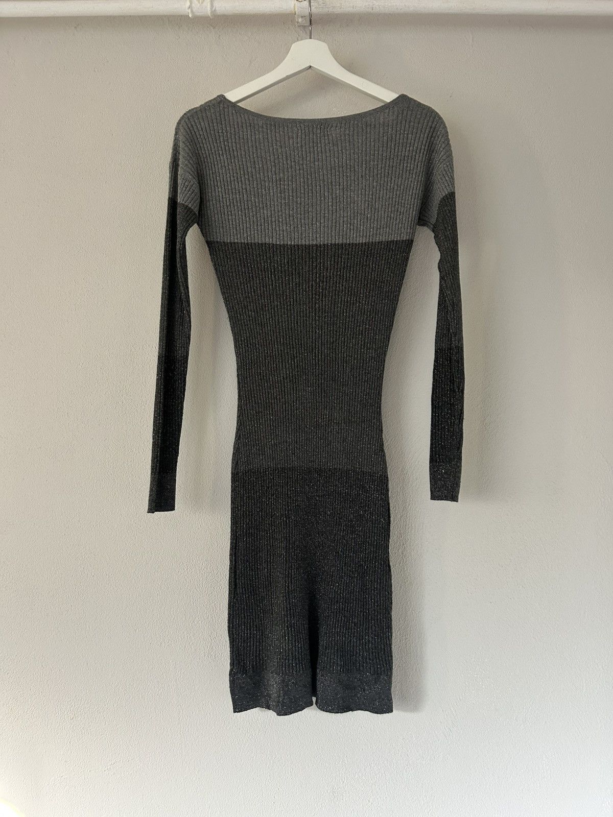 Miu Miu Miu Miu Grey Ribbed Stretch Knit Dress with Button Detail Size M / US 6-8 / IT 42-44 - 2 Thumbnail