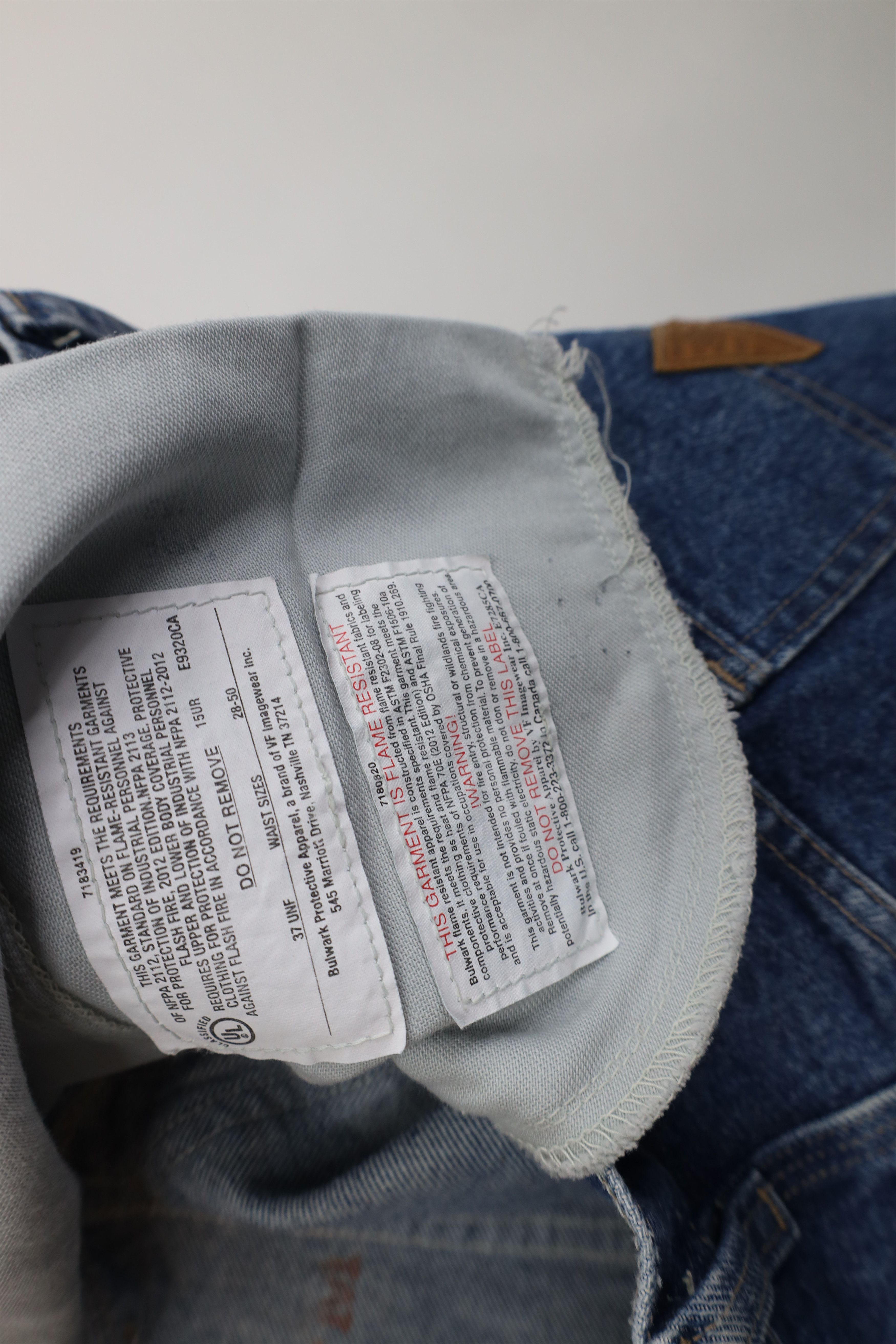 Vintage Bulwark FR Fire Flame Resistant Wide Leg Denim Jeans Size US 38 / EU 54 - 9 Thumbnail