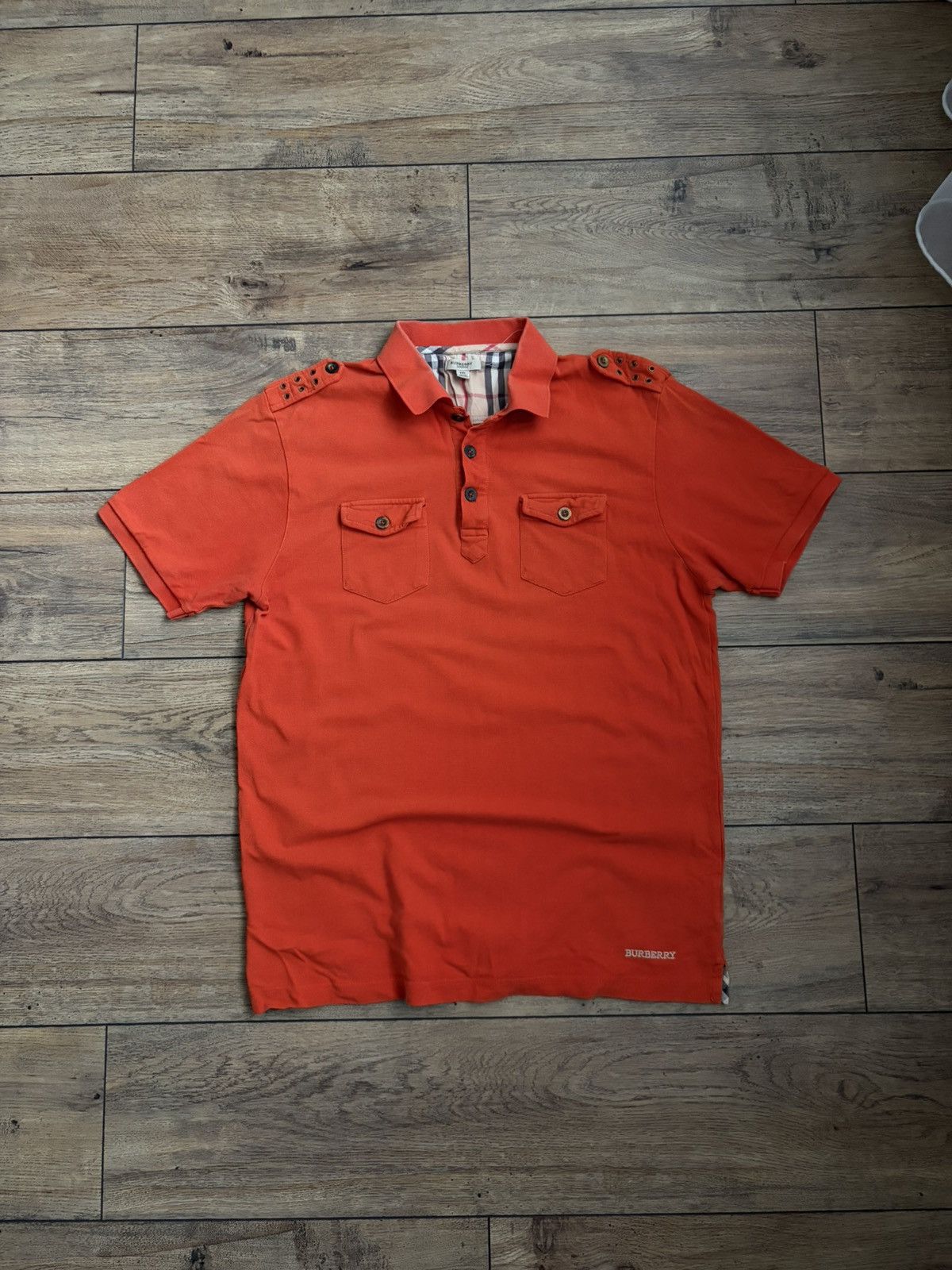 Burberry Rare Burberry London Orange Polo Size US L / EU 52-54 / 3 - 1 Thumbnail