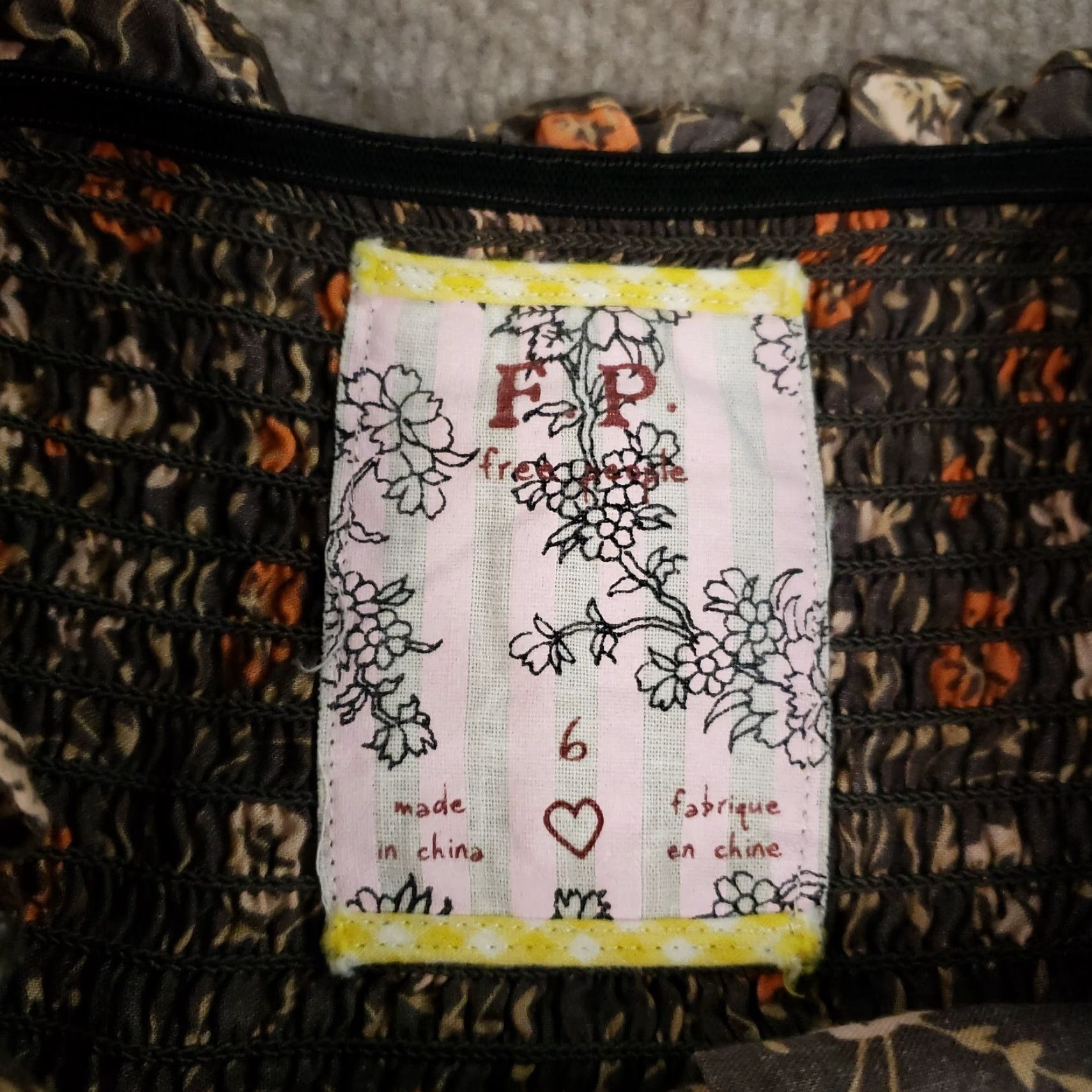Free People VINTAGE Free People Dress Women Size 6 Brown Orange Floral Boho Strapless Hippie Casual Size M / US 6-8 / IT 42-44 - 6 Thumbnail
