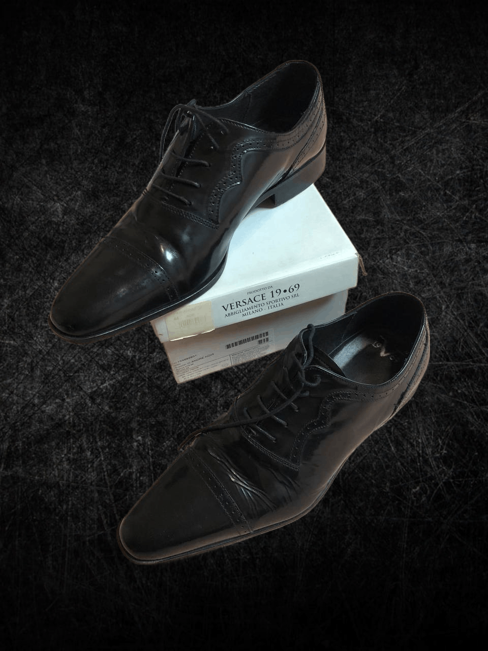 Versace VINTAGE VERSACE Black Leather Dress Shoes Size US 11 / EU 44 - 1 Thumbnail