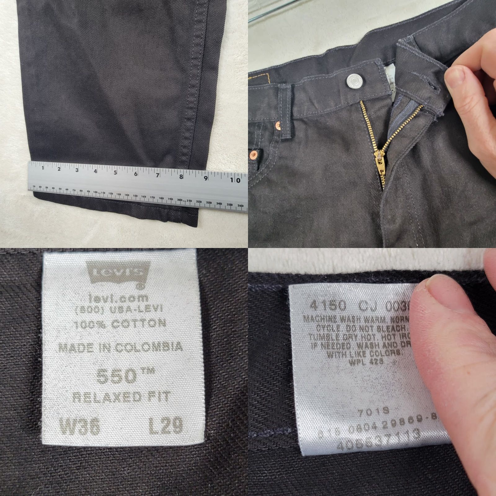 Levi's VINTAGE Levis 550 Jeans Mens 36X29 Black Denim Relaxed Fit Grunge Rocker Skater Size US 36 / EU 52 - 9 Thumbnail