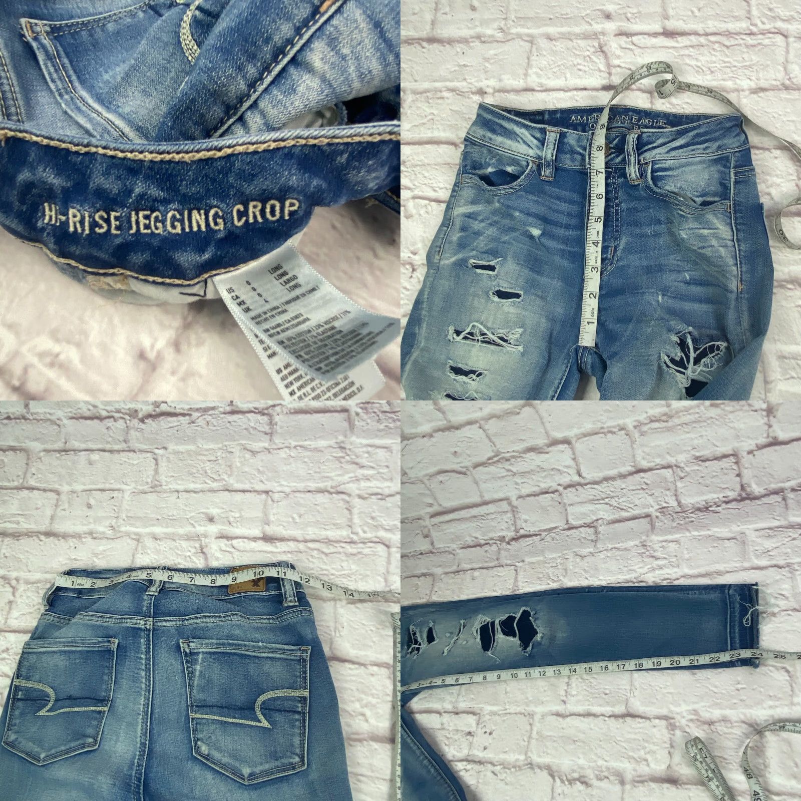 American Eagle Outfitters American Eagle Outfitters Cropped Jegging Women's High Rise Distressed Size 0 Long Blue 80s Grunge Jeans Womens Size 25" / US 0 / IT 36 - 8 Thumbnail