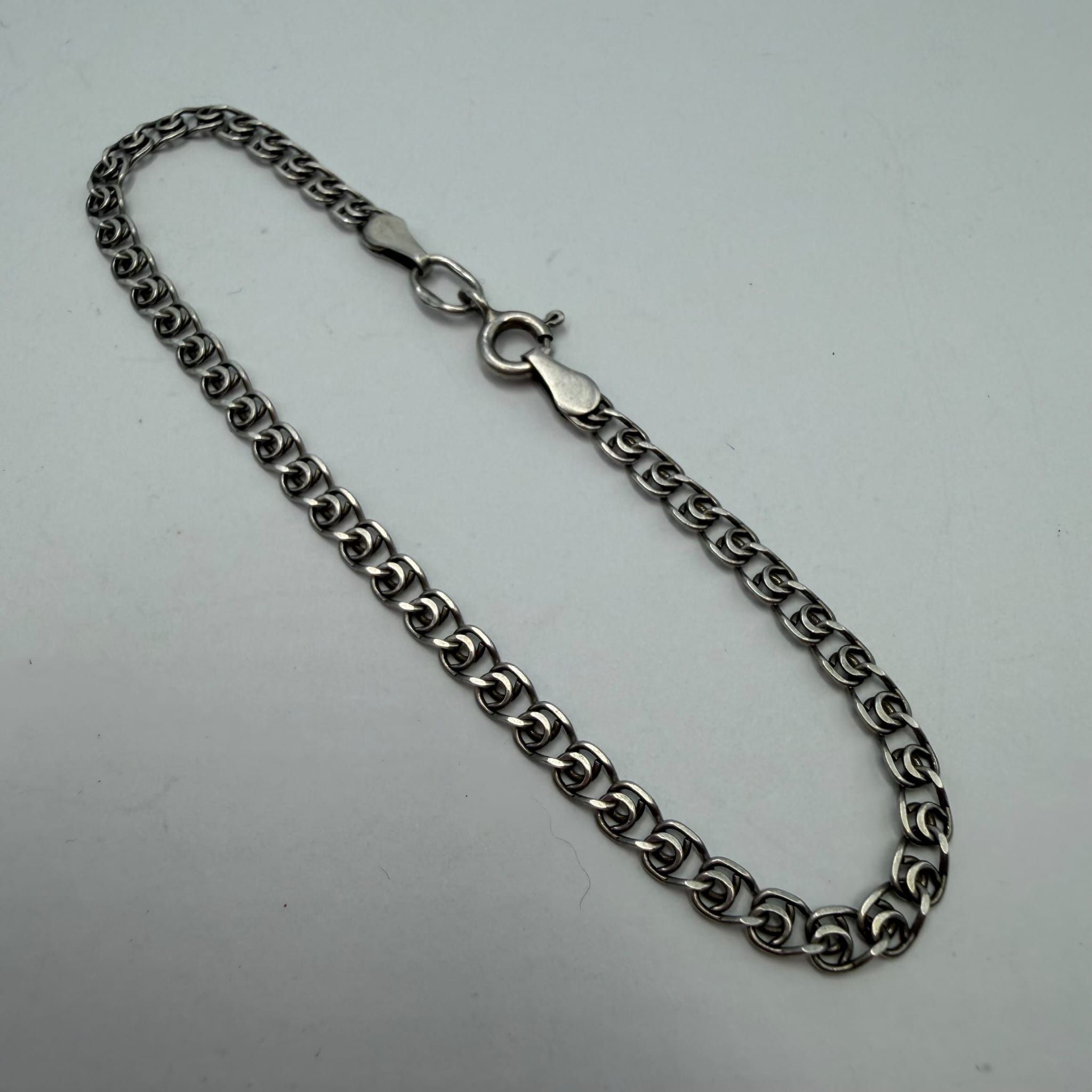 Sterling Silver Vintage 925 Sterling Silver Chain Bracelet Classic Chain Size ONE SIZE - 5 Thumbnail