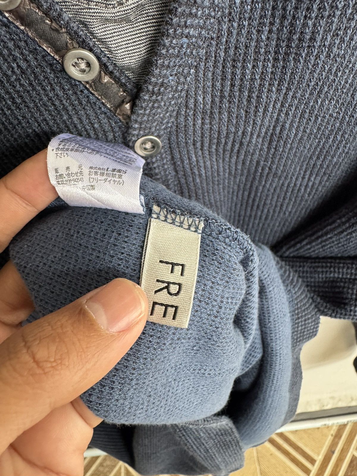 Japanese Brand FREUDE DOUBLE LAYER LONGSLEEVE WAFFLE-KNIT HENLEY SHIRT Size US L / EU 52-54 / 3 - 9 Thumbnail