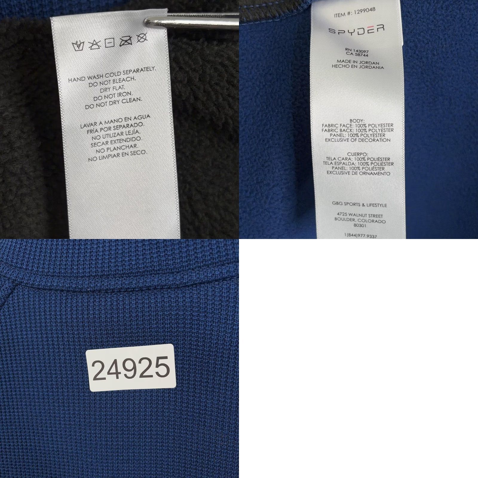 Spyder Spyder Mens XL Blue Fleece Jacket 1/4 Zip Sports Outdoor Ski Hiking Windbreaker Thermal Performance Size US XL / EU 56 / 4 - 9 Thumbnail
