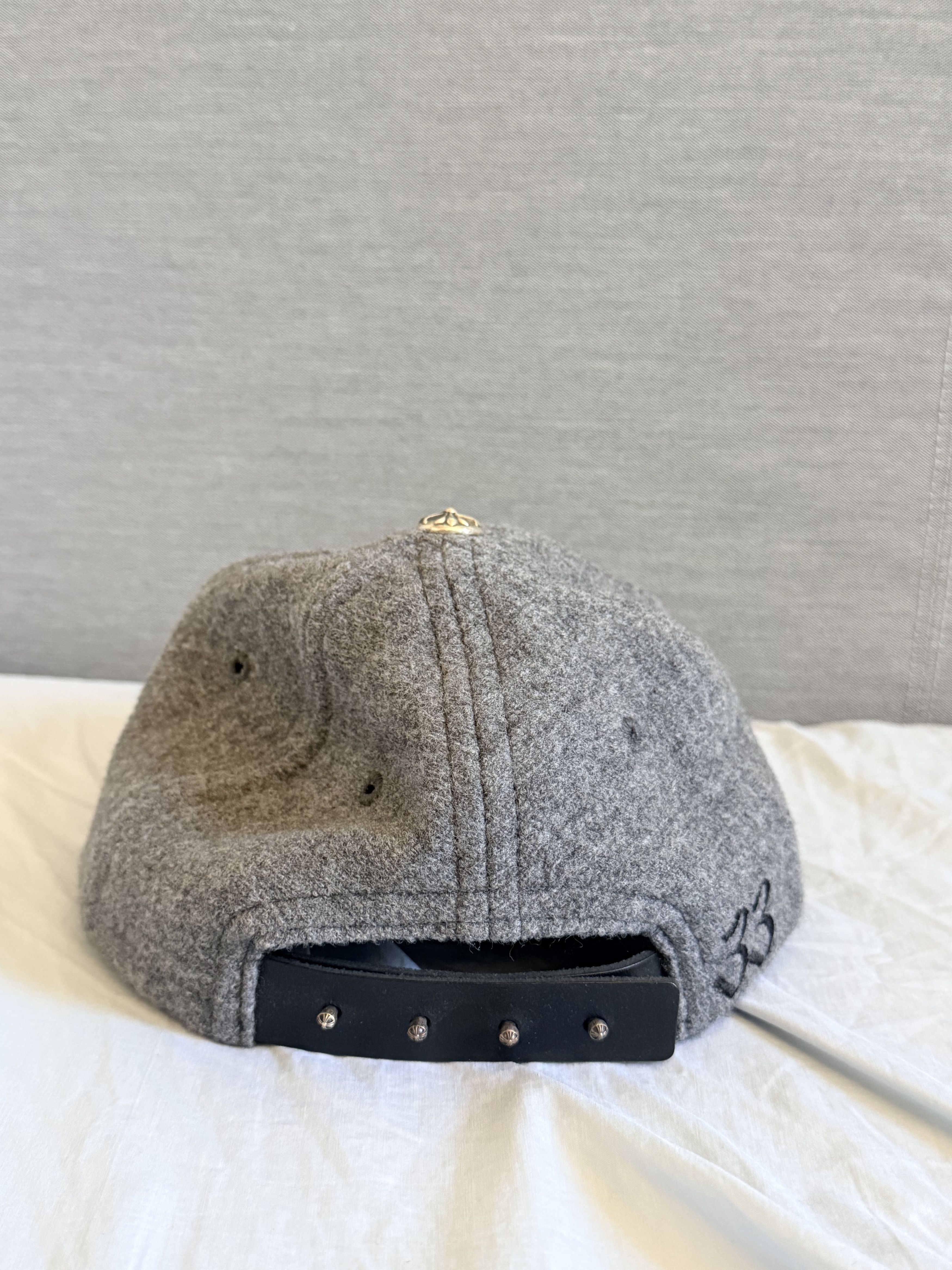 Chrome Hearts Chrome Hearts GREY Wool Leather CH Logo Cap Size ONE SIZE - 4 Thumbnail