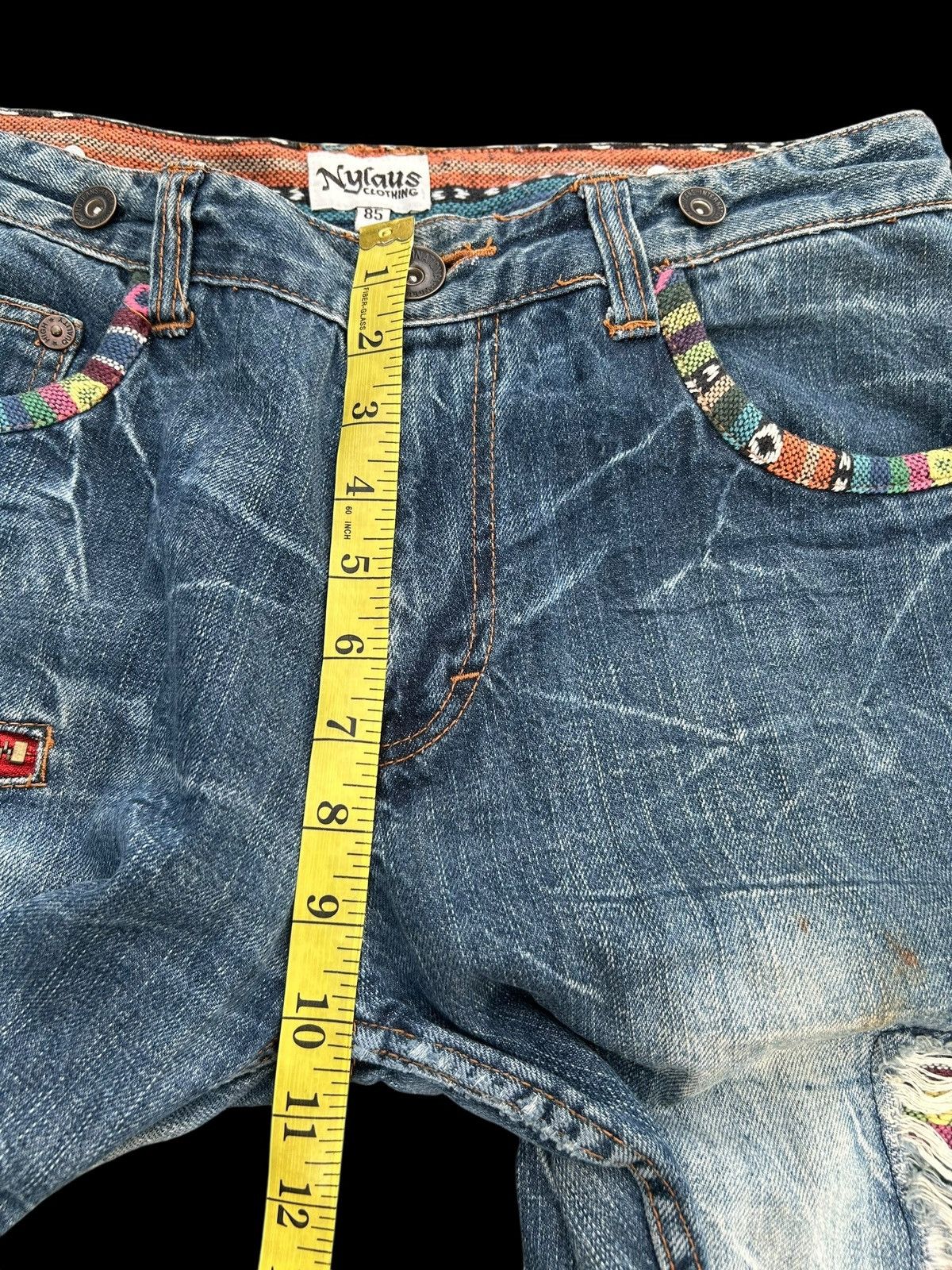 Japanese Brand × Kapital × Vintage Japanese Nylaus Distressed Punk Vintage Denim Jeans Size US 33 - 20 Thumbnail