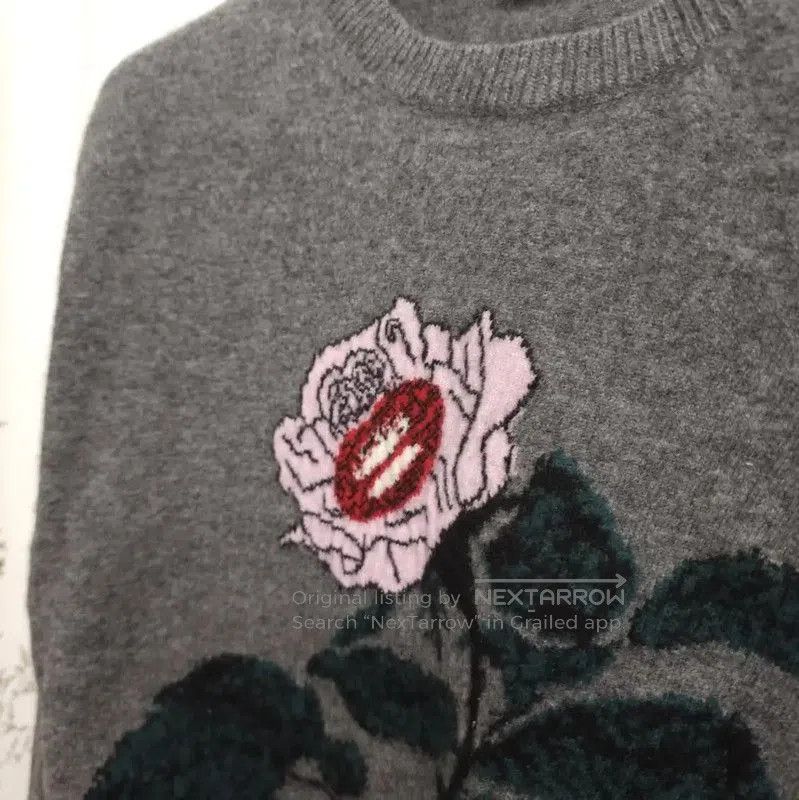 Valentino Valentino Grey Floral Print Wool Sweater . Size S / US 4 / IT 40 - 4 Thumbnail