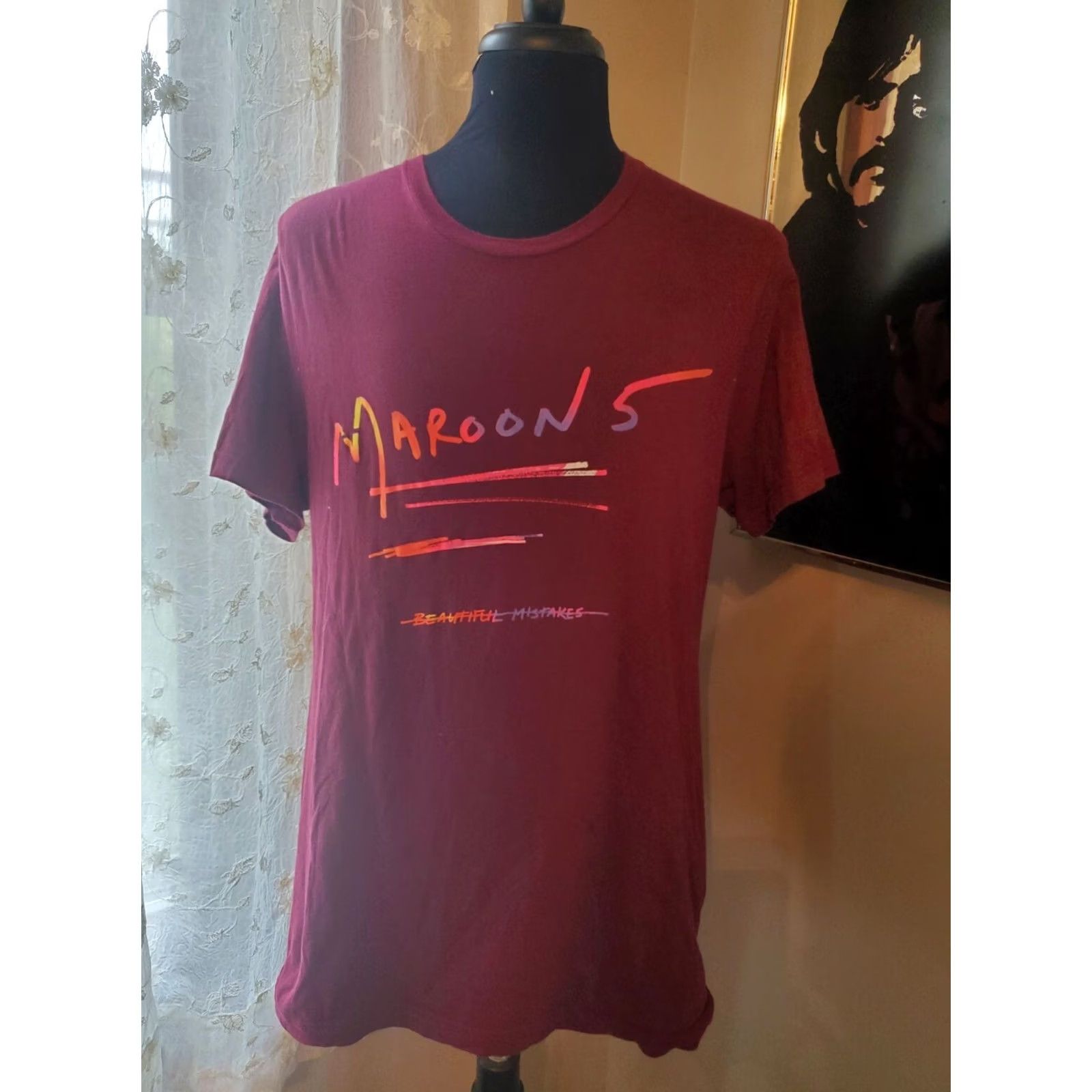 Vintage Maroon 5 Beautiful Mistakes Burgundy Men's T-Shirt Size Large Size US L / EU 52-54 / 3 - 2 Thumbnail