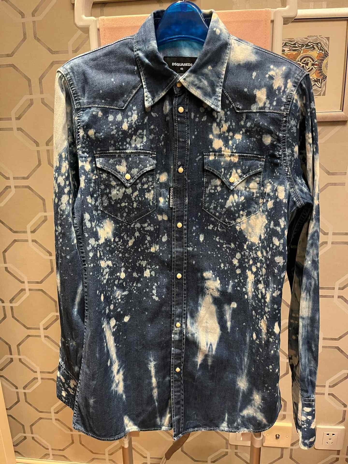 Dsquared2 Dsquared2 Blue Snowflake Denim Shirt Size US S / EU 44-46 / 1 - 1 Thumbnail