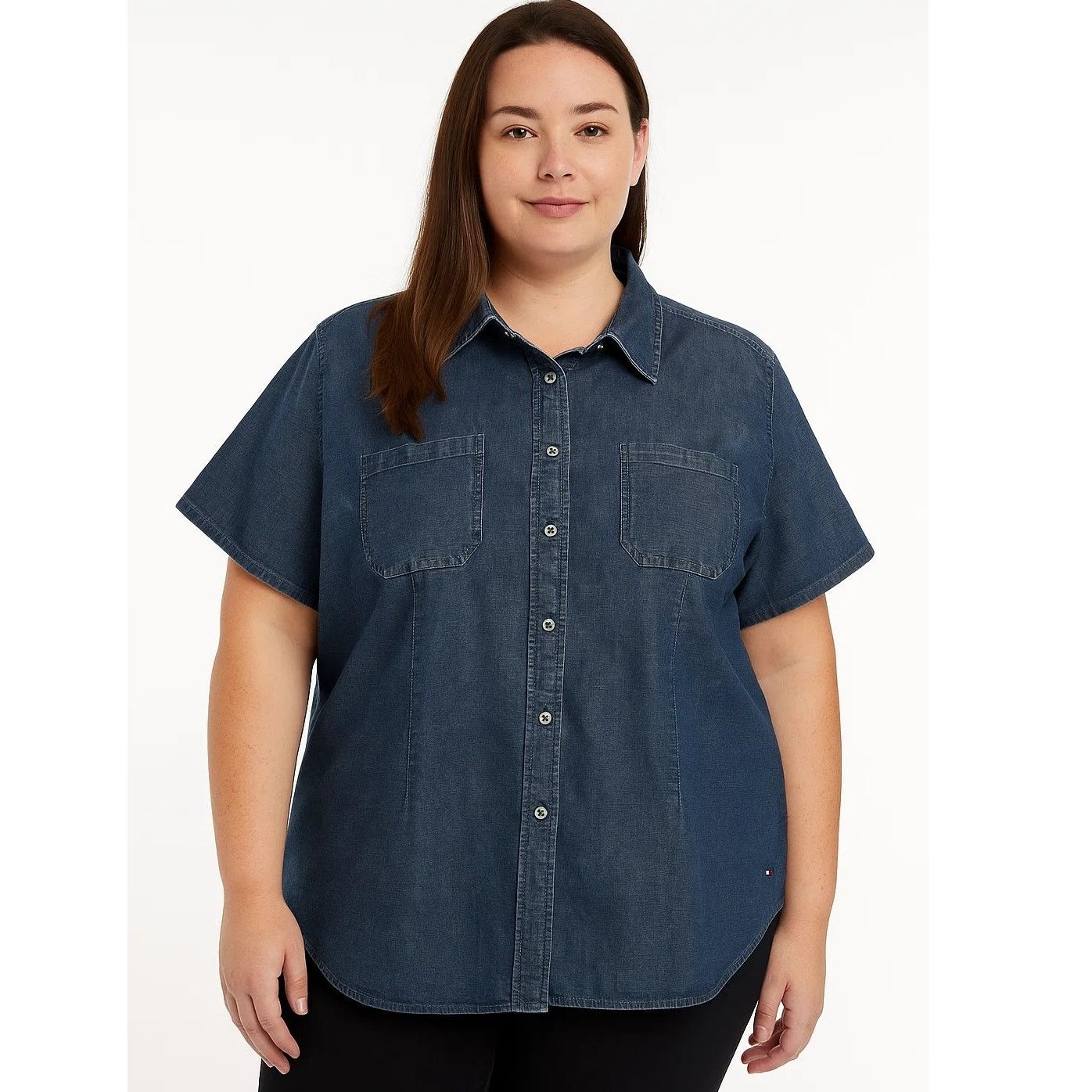 Tommy Hilfiger Tommy Hilfiger Blue Denim Stretch Blouse - Women's 20 Size 3XL / US 20-22 - 1 Thumbnail