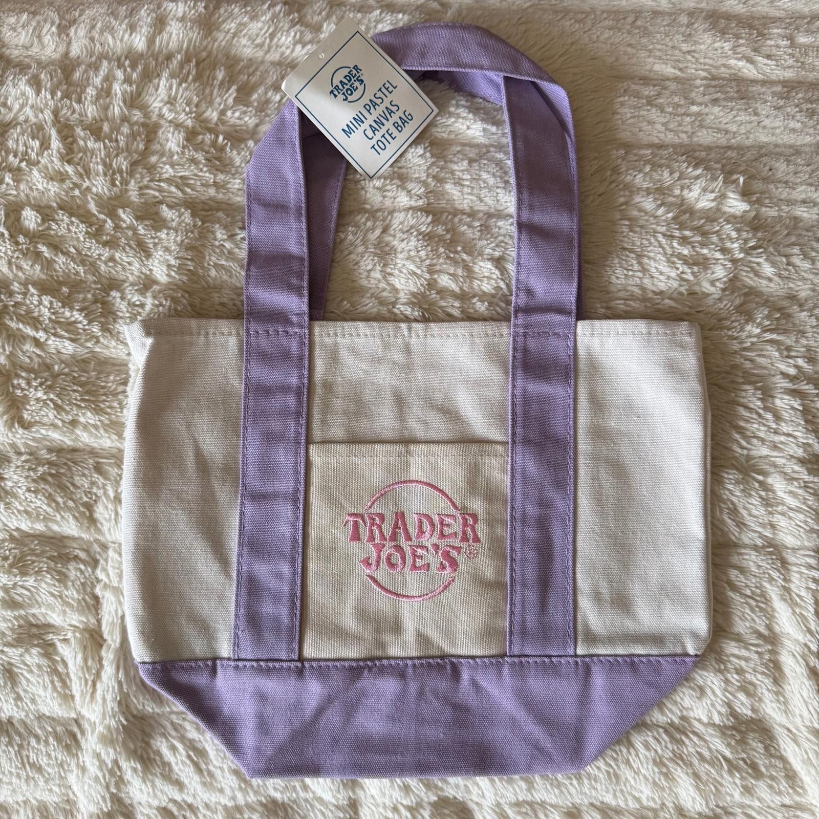 Other Trader Joe’s Mini Pastel Canvas Tote Purple Easter 2026 Size ONE SIZE - 1 Thumbnail