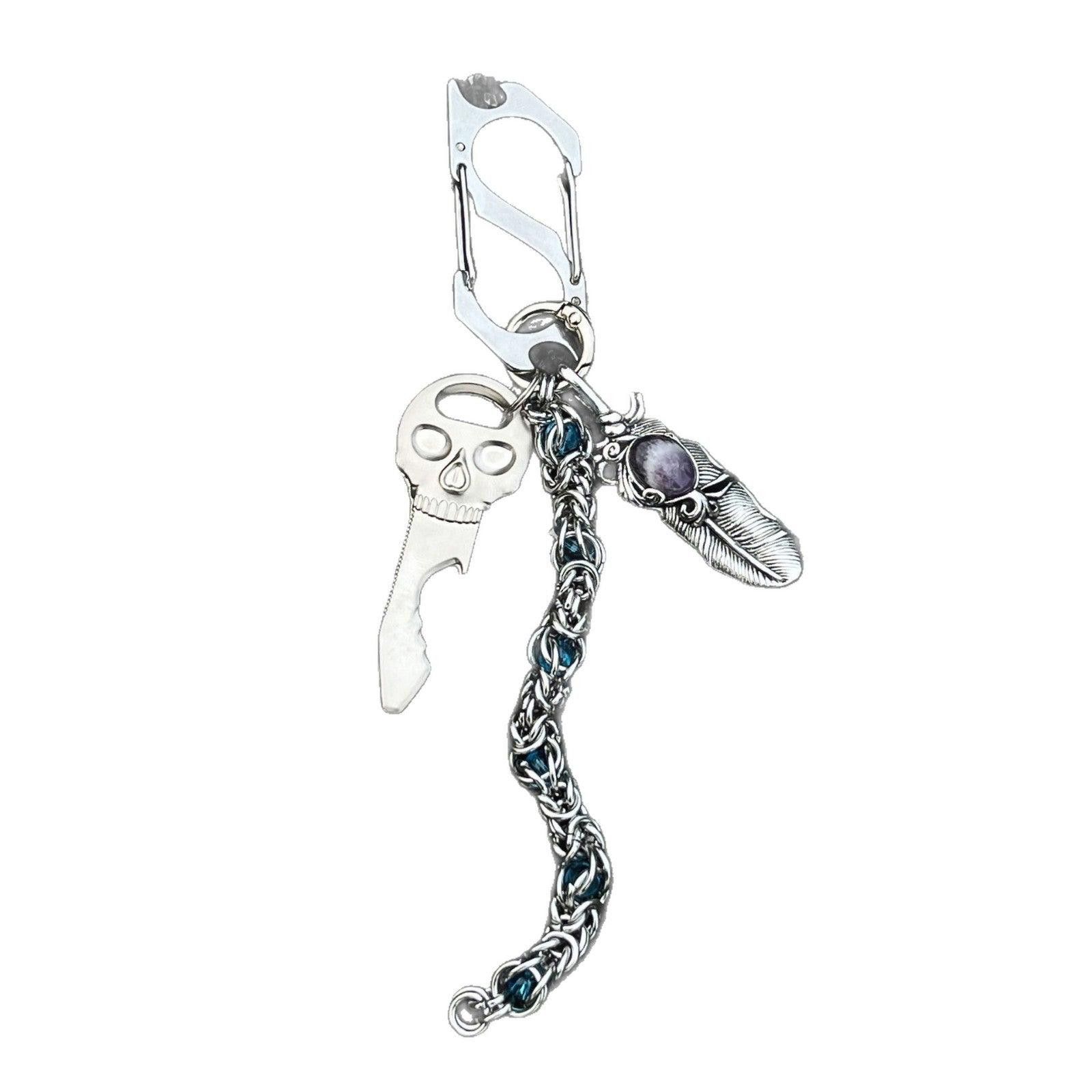 Jewelry Silver Skull Chain Key Holder, Men's Accessory Size ONE SIZE - 5 Thumbnail