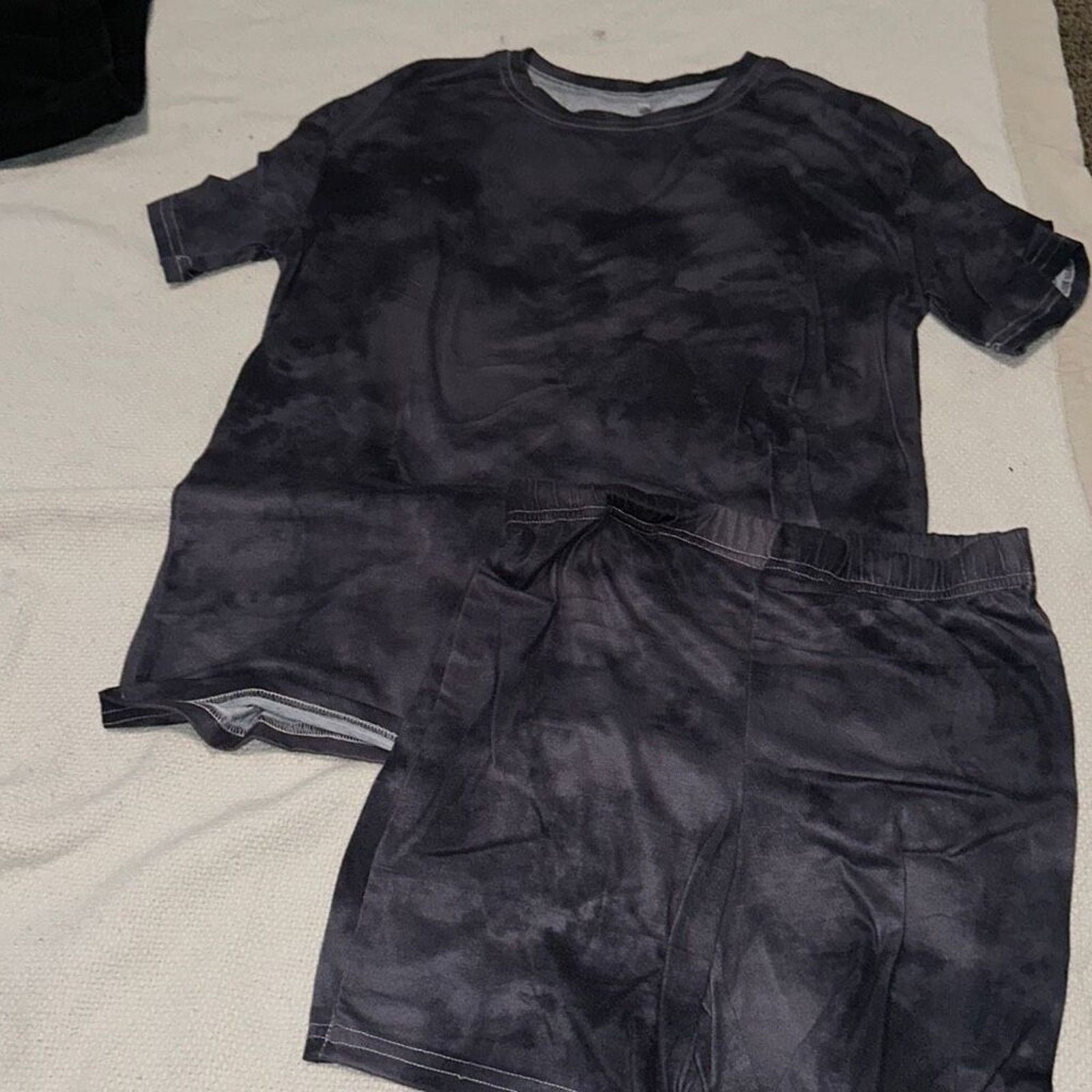 Other Black and Gray Tie-Dye Pajama T-Shirt and Shorts Set | Sz S Size ONE SIZE - 5 Thumbnail