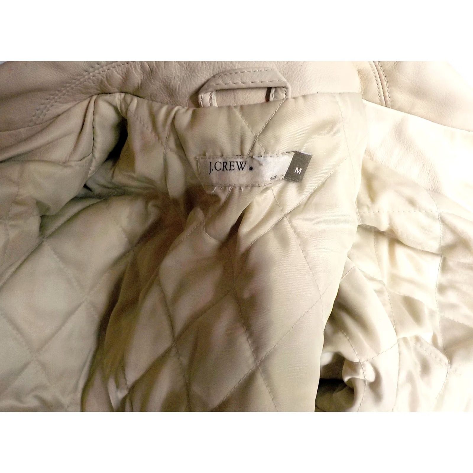 J.Crew J.CREW Button Front Leather Jacket Ivory Thinsulate Quilted Lining - SIZE MEDIUM - Women Jacket Size M / US 6-8 / IT 42-44 - 6 Thumbnail