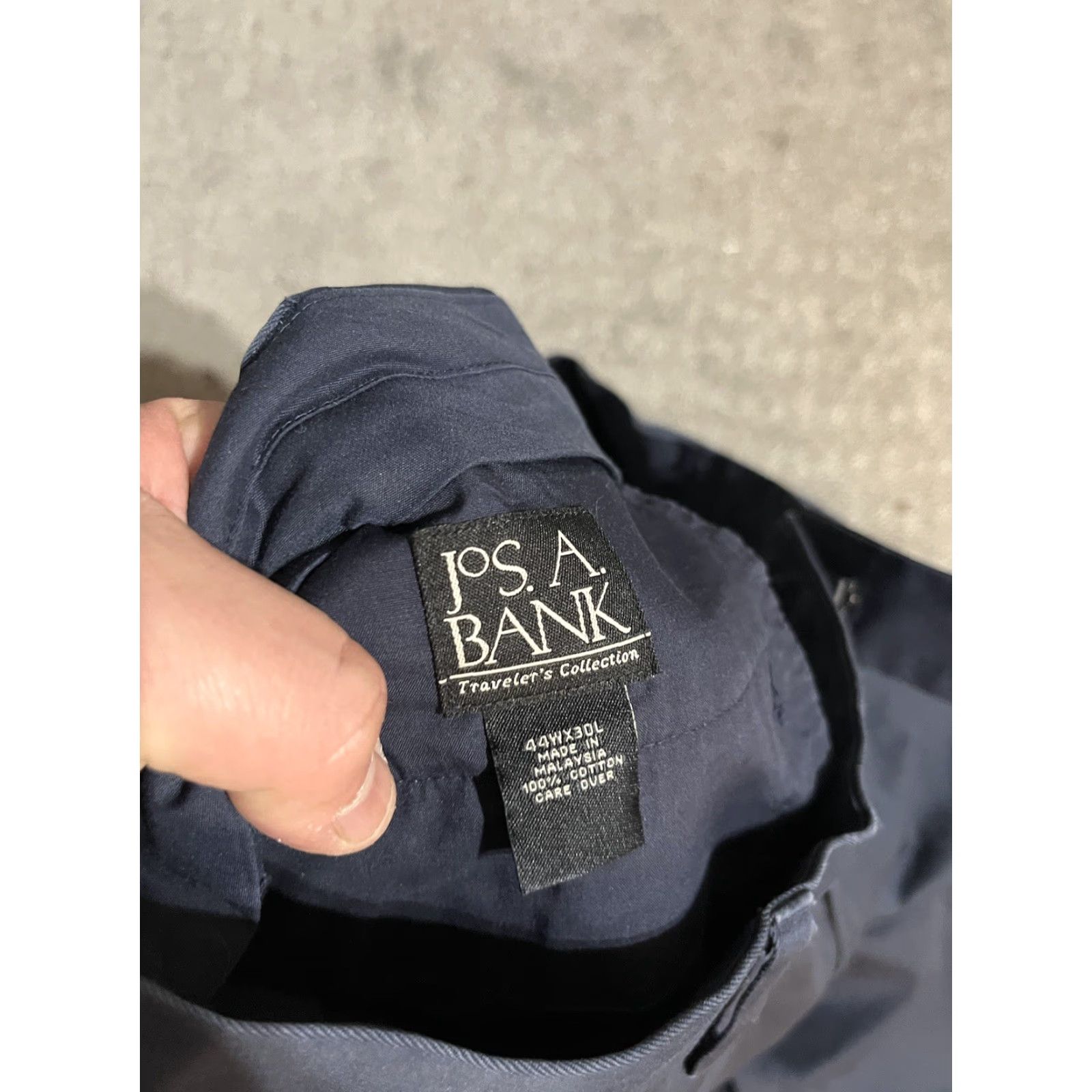 Jos. A. Bank Jos. A. Bank Travelers Collection Tailored Fit Flat Front Twill Pants 44x30 Navy Size US 44 / EU 60 - 5 Thumbnail