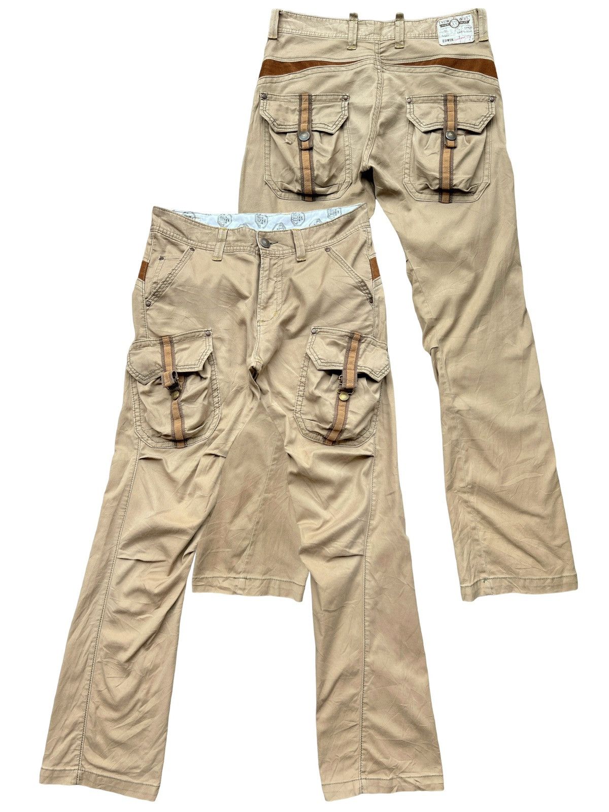 image of Vintage Edwin Multipocket Cargo Bondage Flare Pants 34X33 in Beige, Men's