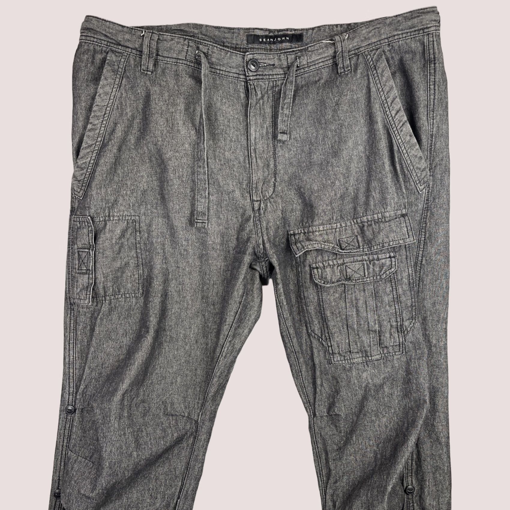 Sean John Sean John Cargo Pants Mens 40x33 Black Chambray Paratrooper Combat Drawcord Y2K Size US 40 / EU 56 - 1 Thumbnail